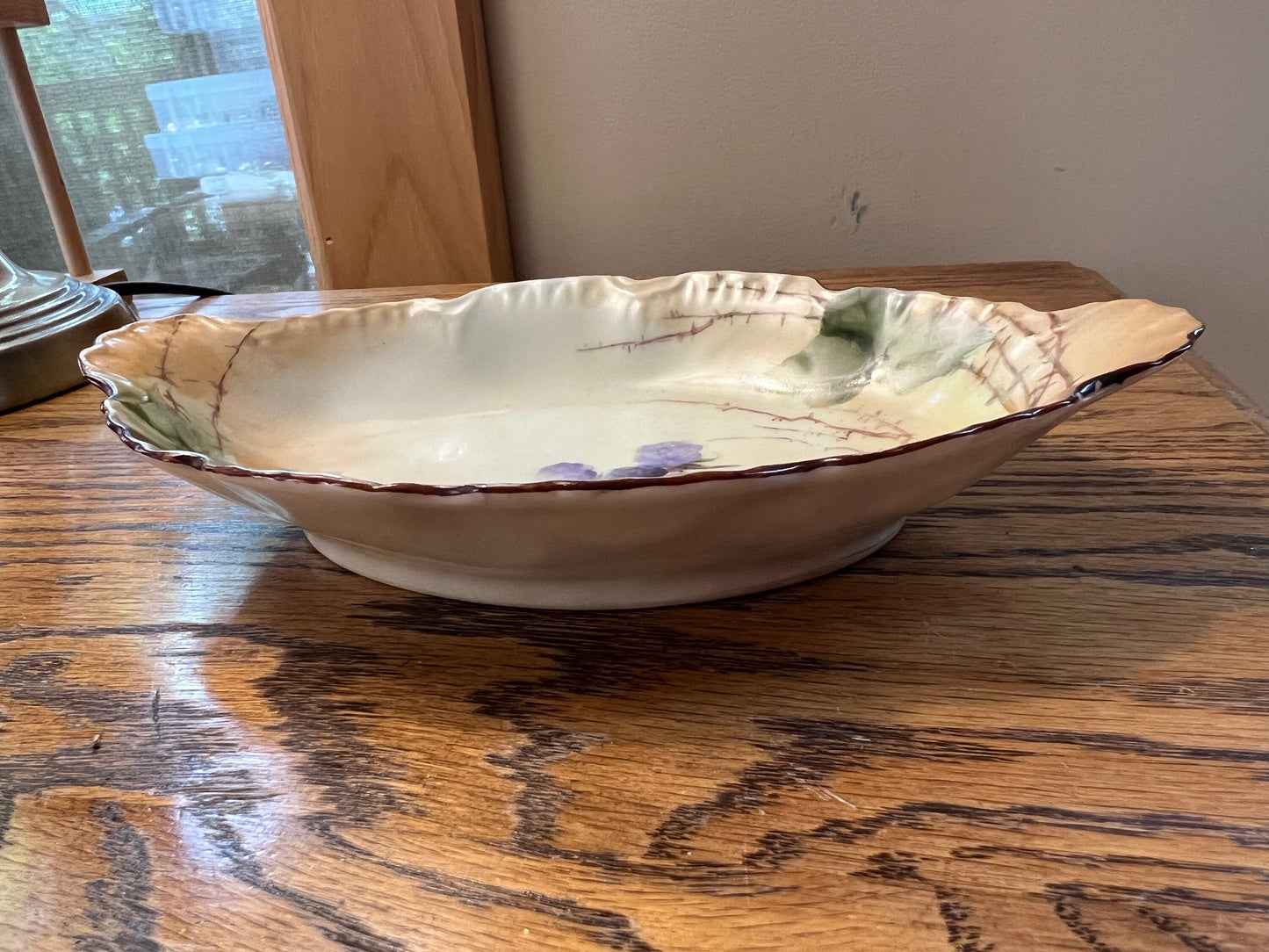 Vintage Purple Flowers Hand Painted Dresser Dish Signed by Elite L France Limoges Lover Antiques and Vintage