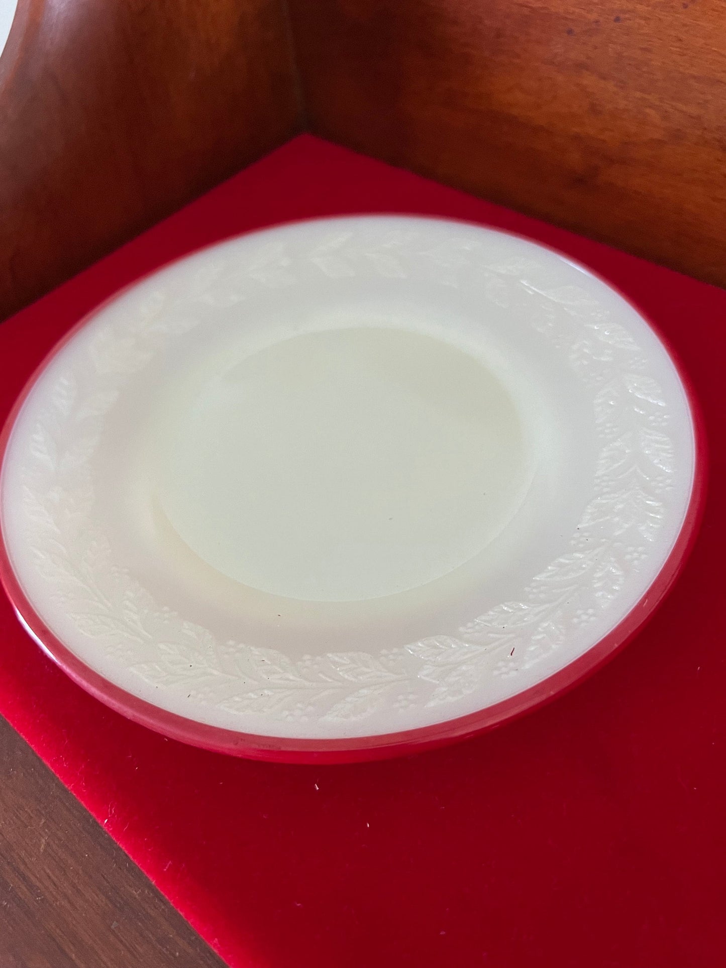Vintage Uranium Glass Plate Saucer by McKee Glass Children’s Tea Set Laurel Red Trim Lover Antiques and Vintage