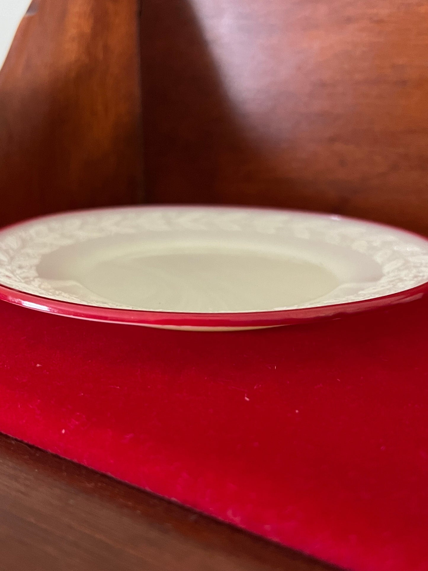 Vintage Uranium Glass Plate Saucer by McKee Glass Children’s Tea Set Laurel Red Trim Lover Antiques and Vintage