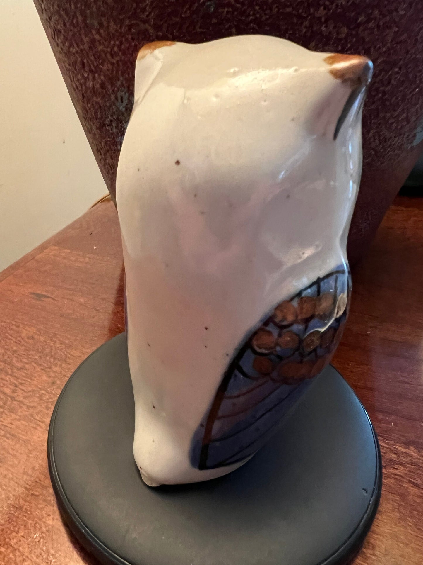 Vintage Pottery Owl with Candle Holder Owl Stand Owl Figurine Candleholder Lover Antiques and Vintage
