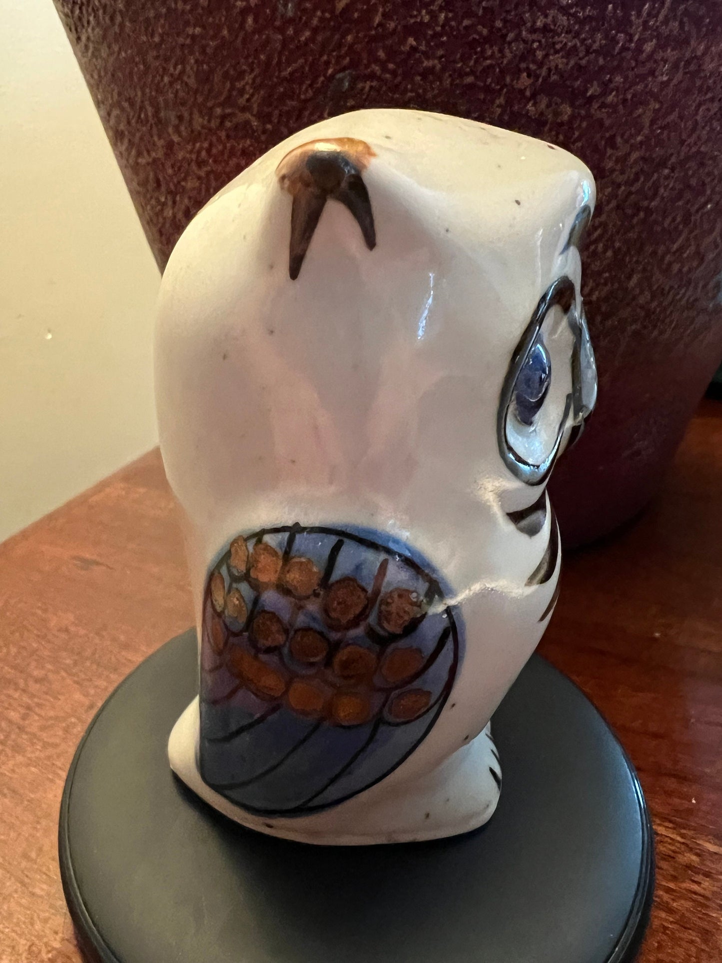 Vintage Pottery Owl with Candle Holder Owl Stand Owl Figurine Candleholder Lover Antiques and Vintage