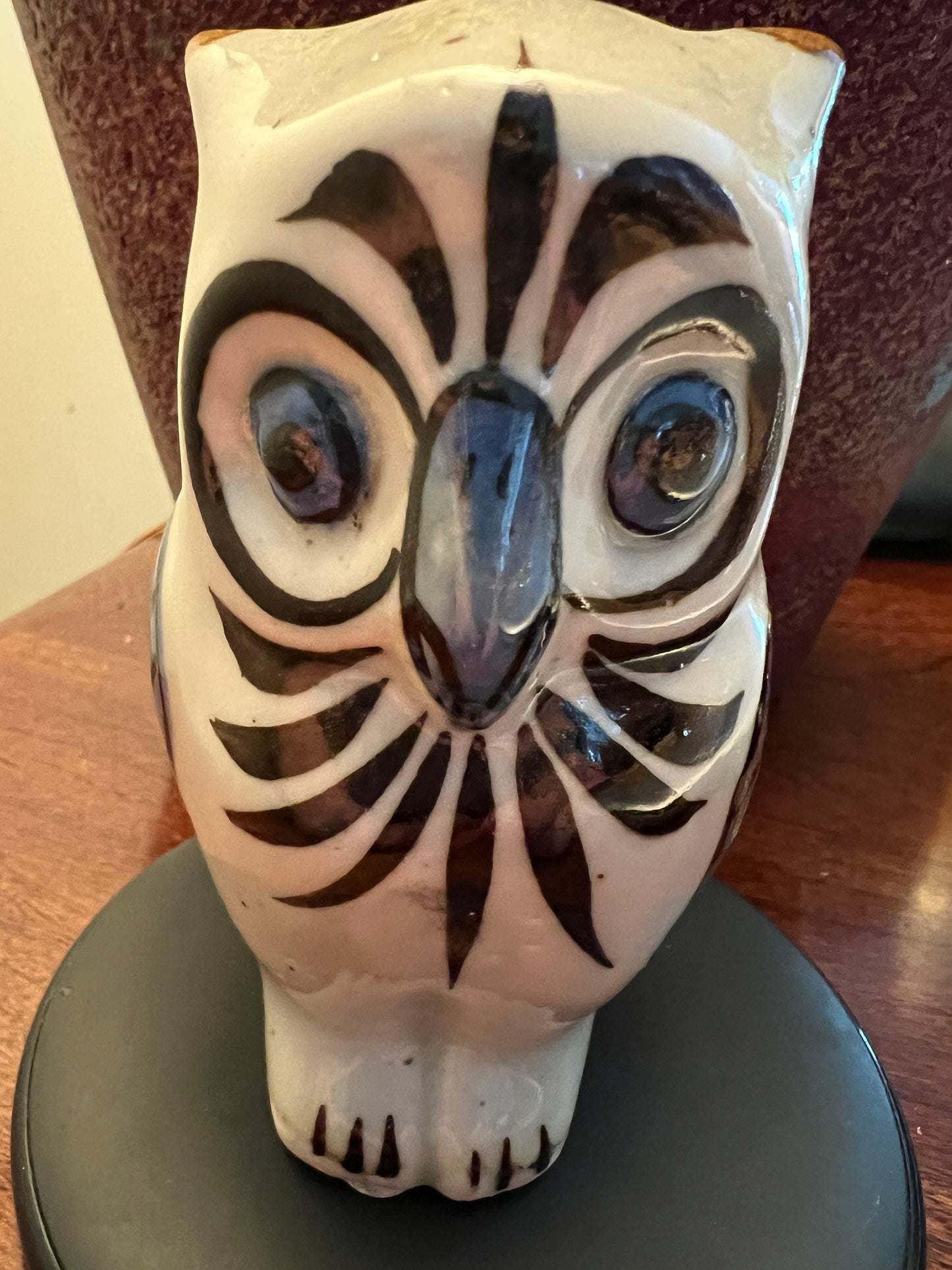Vintage Pottery Owl with Candle Holder Owl Stand Owl Figurine Candleholder Lover Antiques and Vintage
