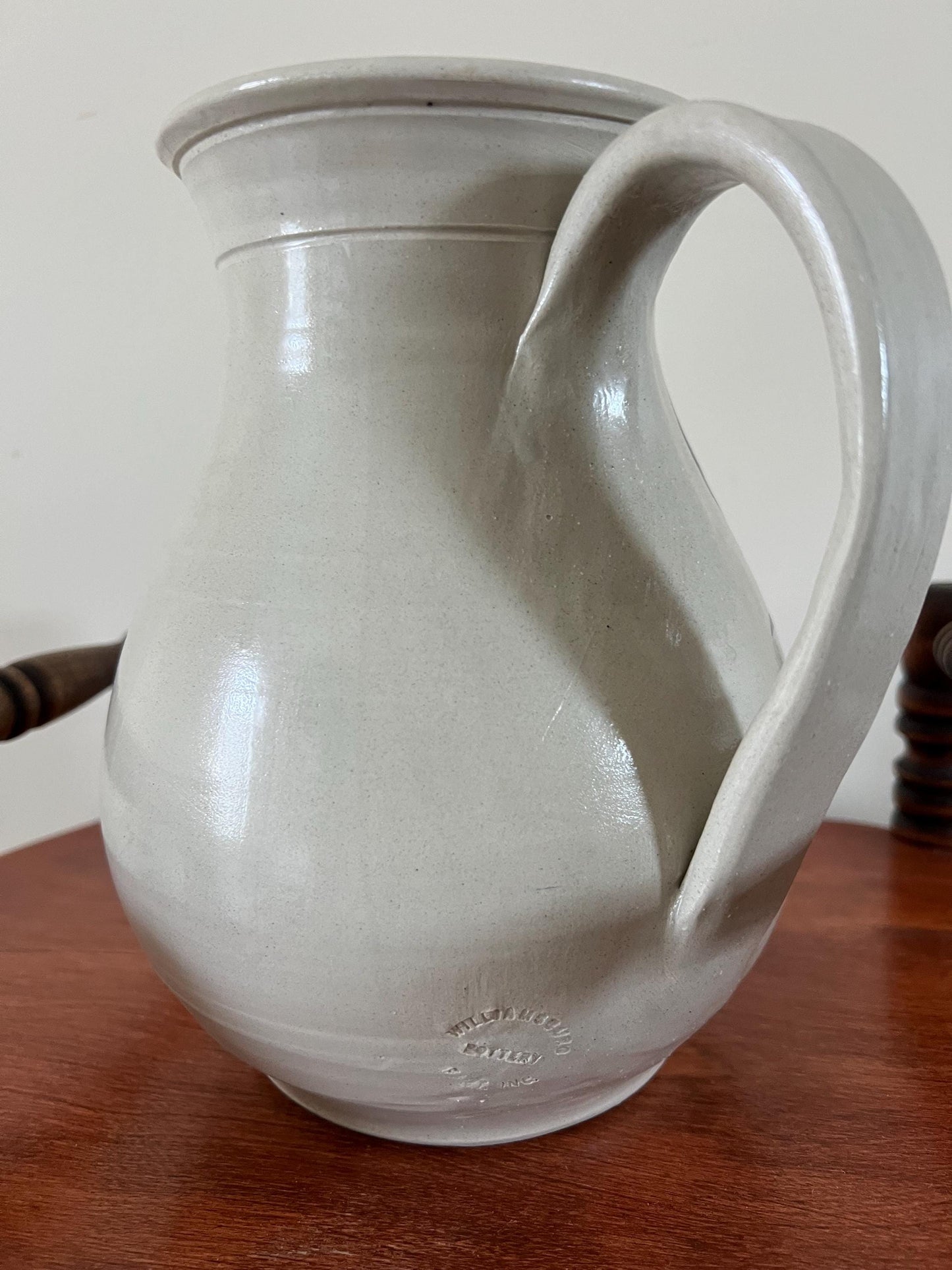 Vintage Williamsburg Pottery Pitcher with Cobalt Blue Flower Design Lover Antiques and Vintage