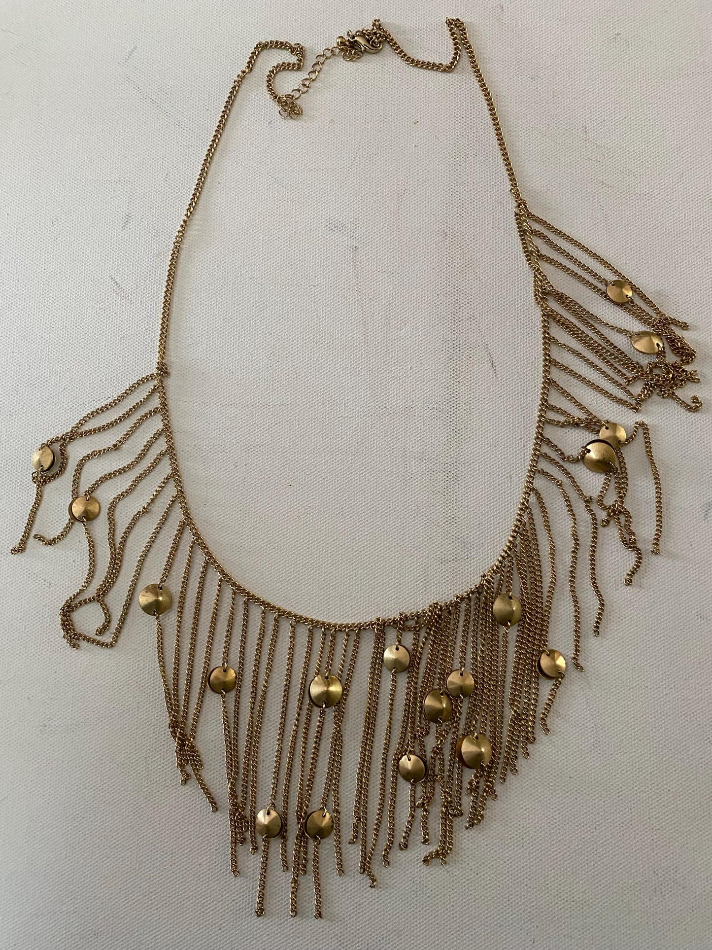 Vintage Gold Tone Fringe Shag Necklace Jewelry Lover Antiques and Vintage