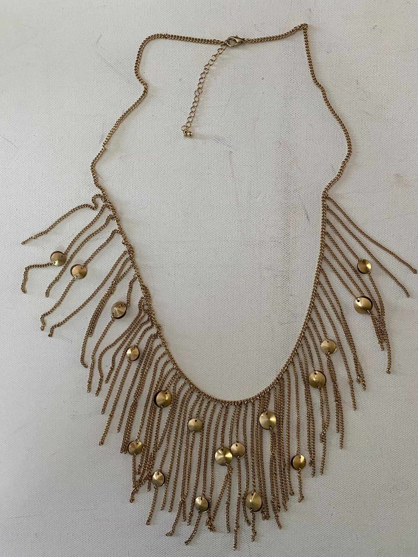 Vintage Gold Tone Fringe Shag Necklace Jewelry Lover Antiques and Vintage