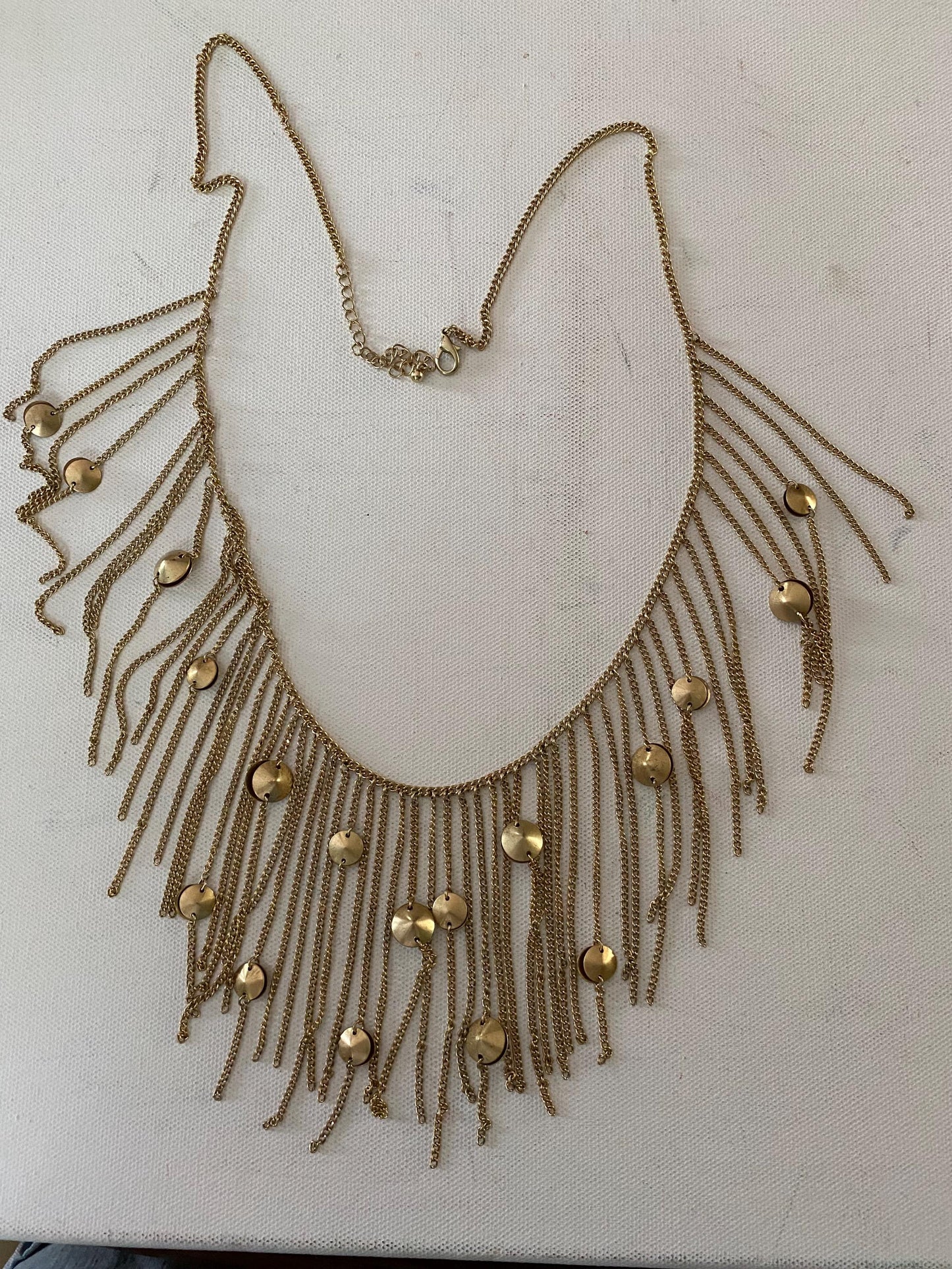 Vintage Gold Tone Fringe Shag Necklace Jewelry Lover Antiques and Vintage