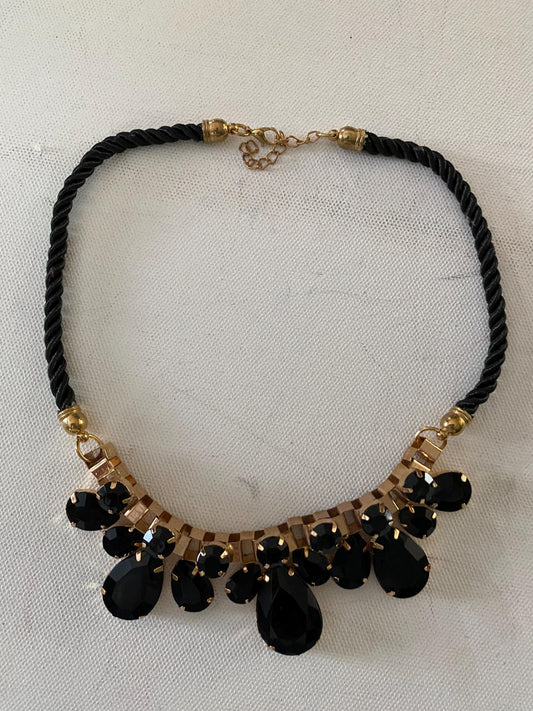 Vintage Black & Gold Toned Necklace Choker Type Jewelry Lover Antiques and Vintage
