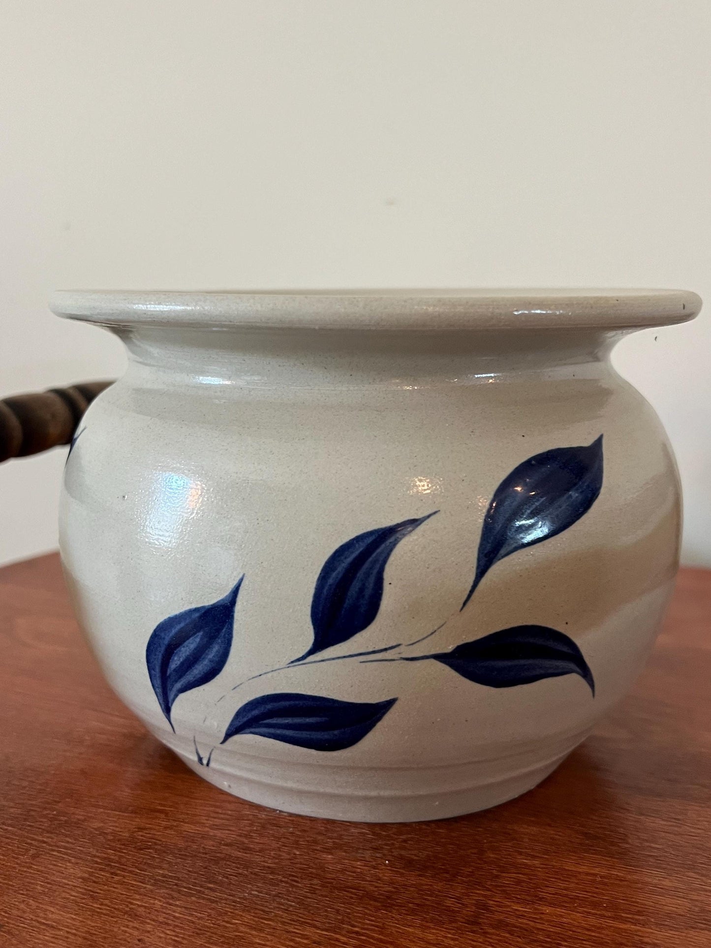 Vintage Williamsburg Salt Glazed Pottery Pitcher with Cobalt Blue Flower Design Lover Antiques and Vintage