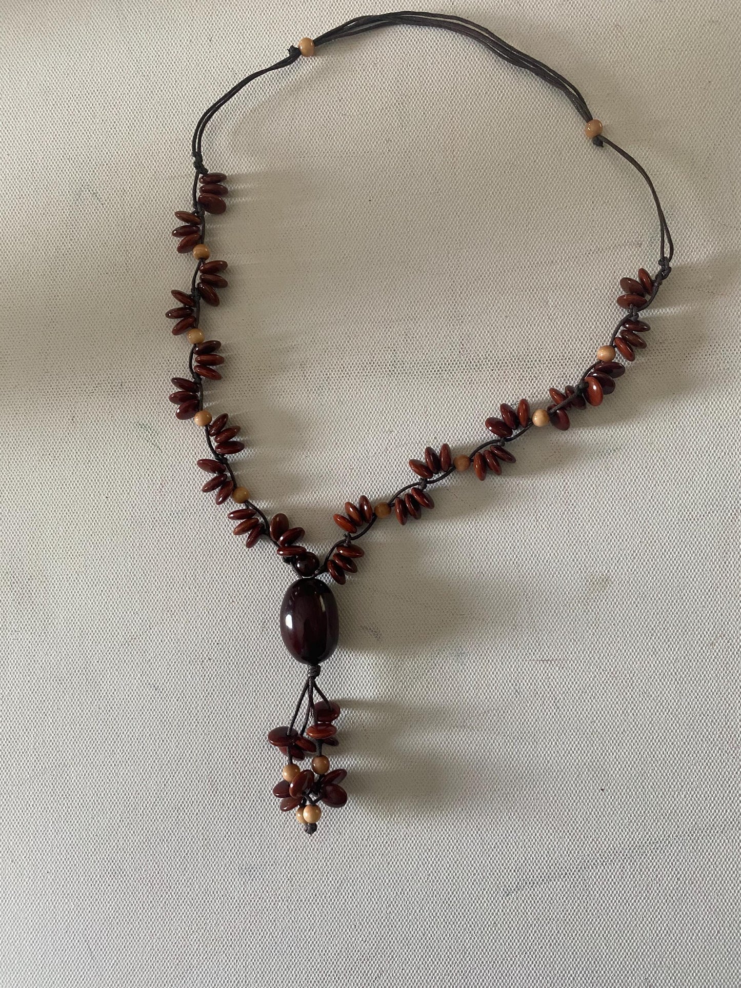 Vintage Carved Wooden Necklace Brown Wood Jewelry Lover Antiques and Vintage