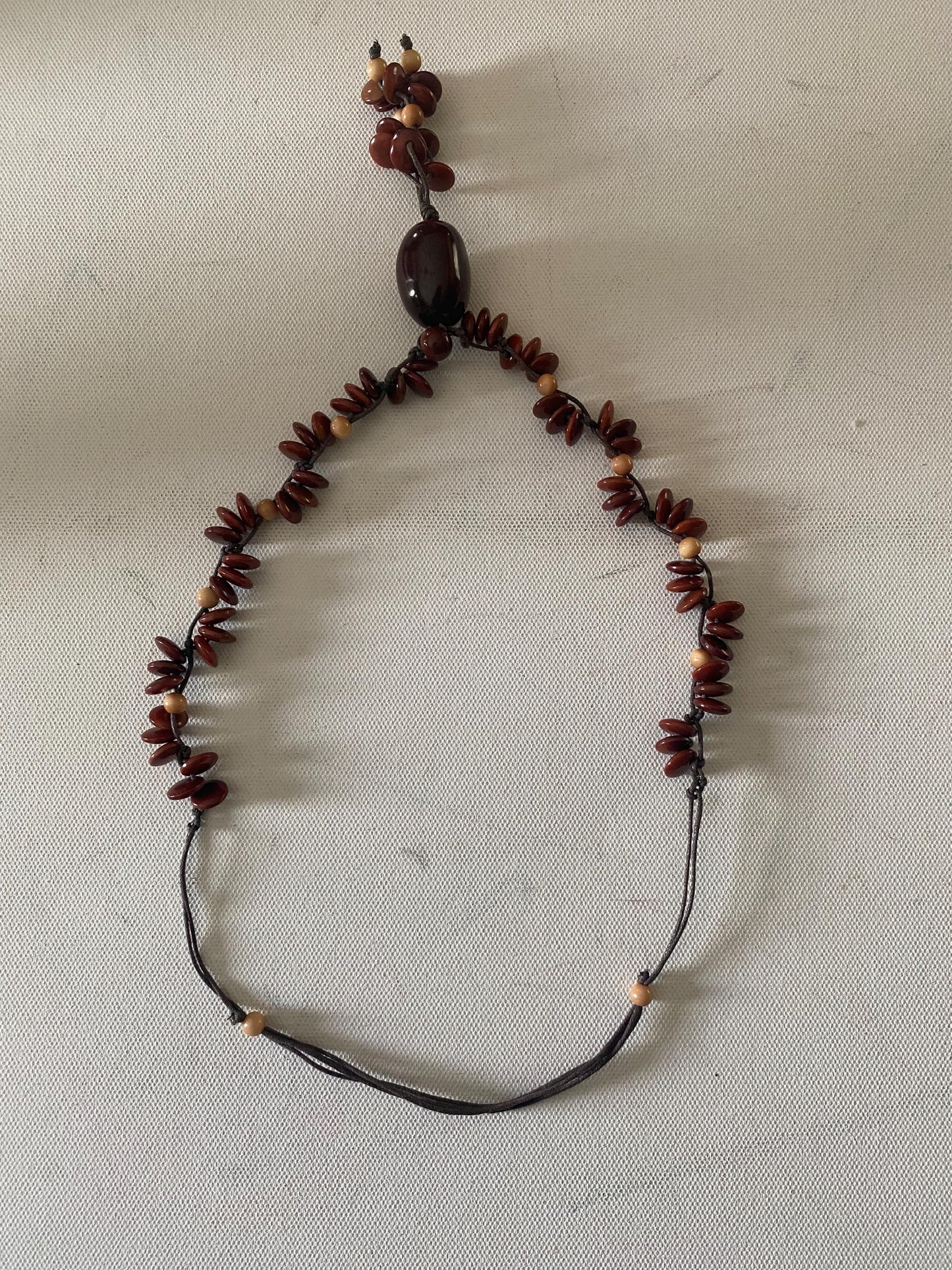 Vintage Carved Wooden Necklace Brown Wood Jewelry Lover Antiques and Vintage