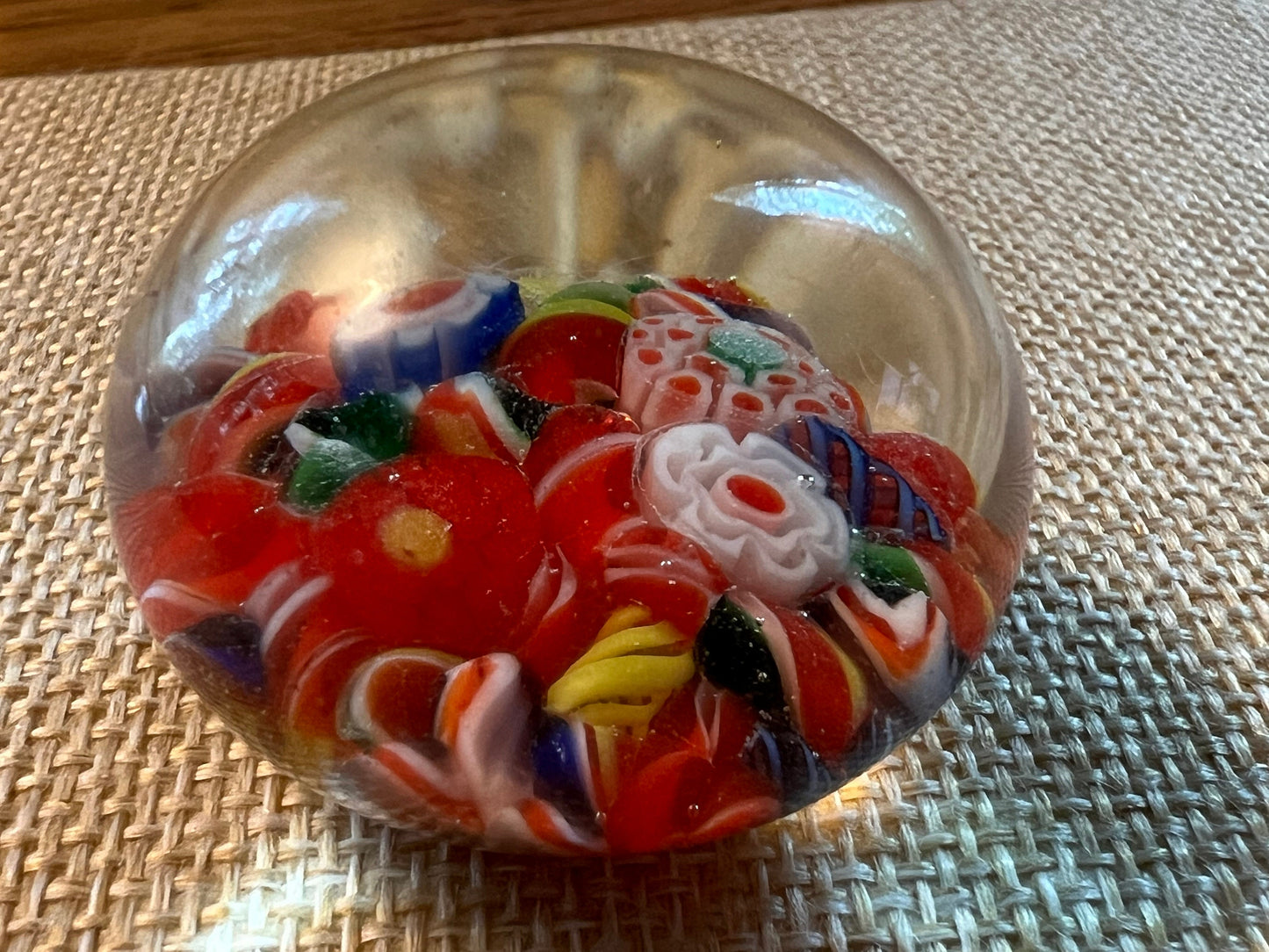Vintage Murano Style Millefiori Glass Art Glass Paperweight Floral Lover Antiques and Vintage
