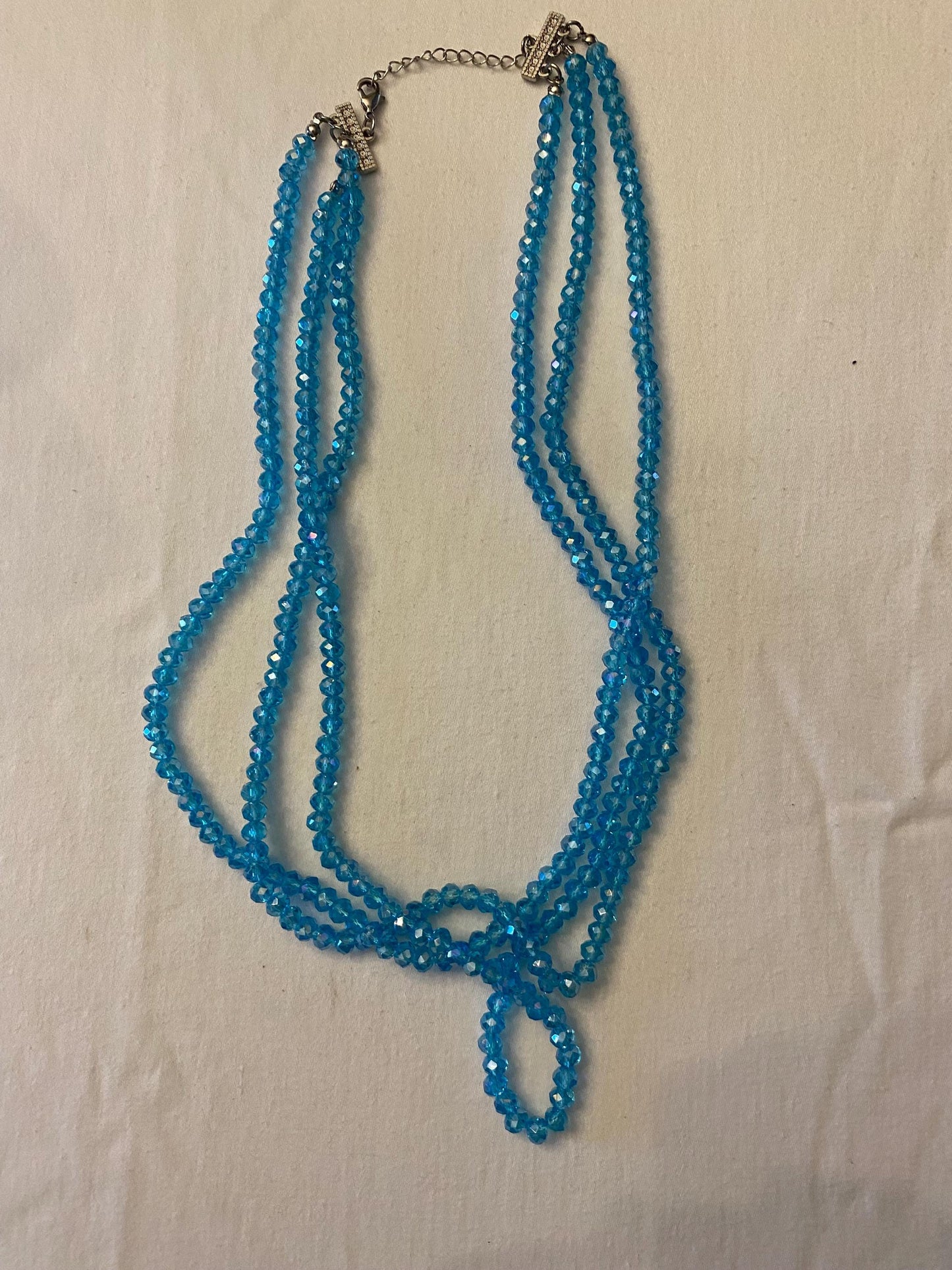 Vintage Blue Multi Strand Apatite Faceted Rondelle Beads Necklace Unique Gift Opportunity Lover Antiques and Vintage
