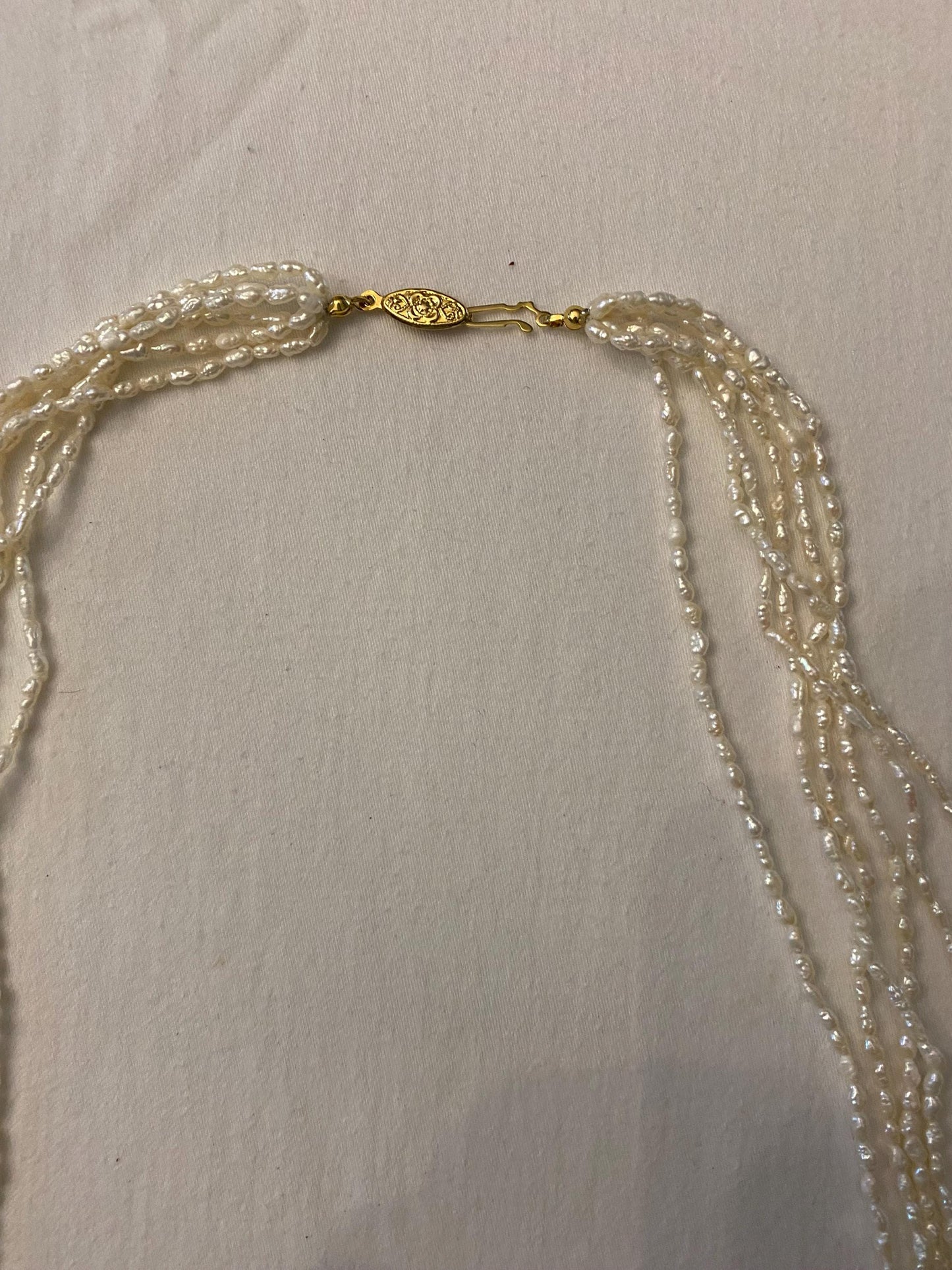 Vintage 6 Strand Off White Beaded Pearl Necklace Unique Gift Opportunity Lover Antiques and Vintage