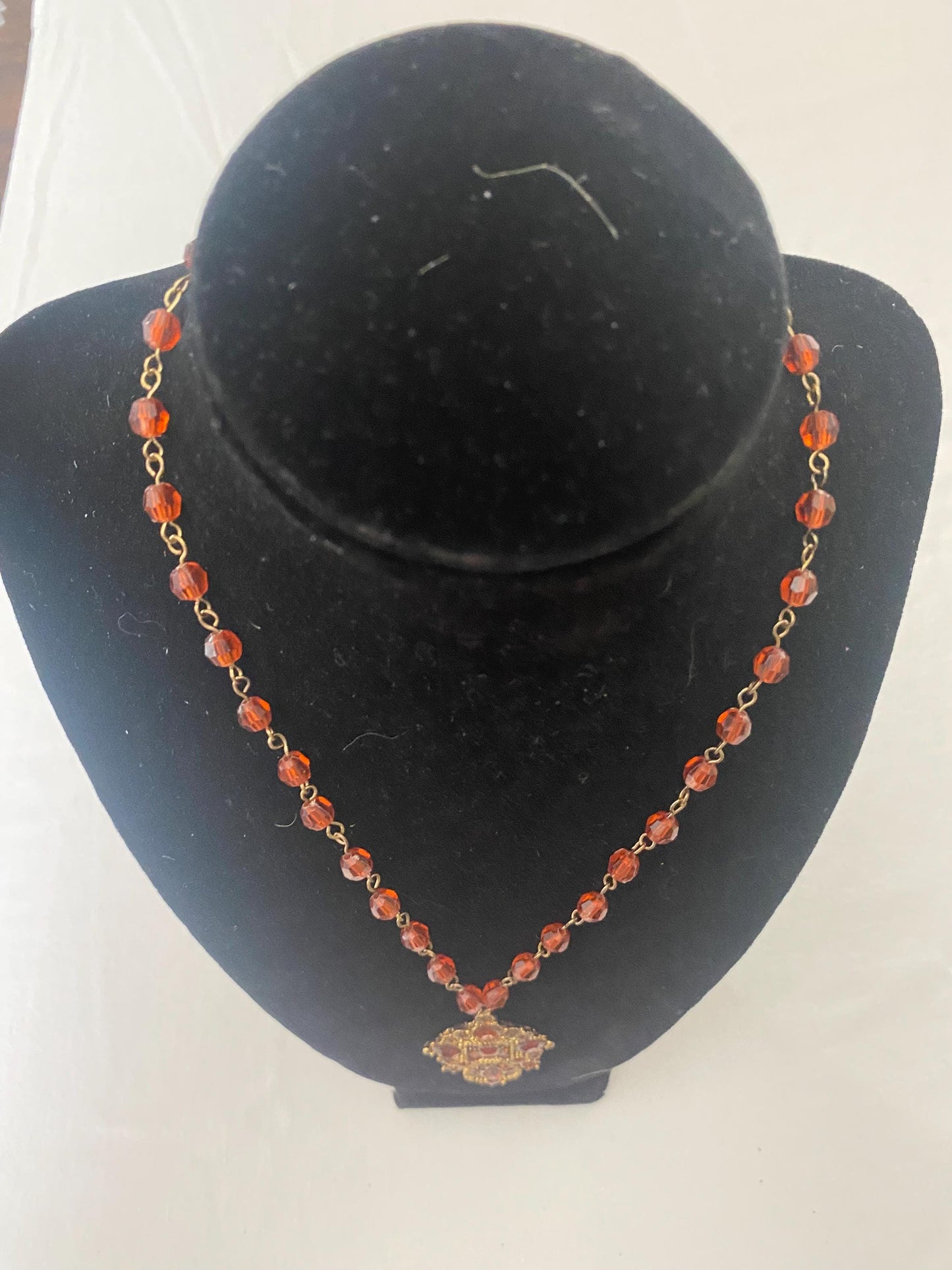 Vintage Aurora Borealis Style Crystals & Gold Necklace Fringe Jewelry Lover Antiques and Vintage