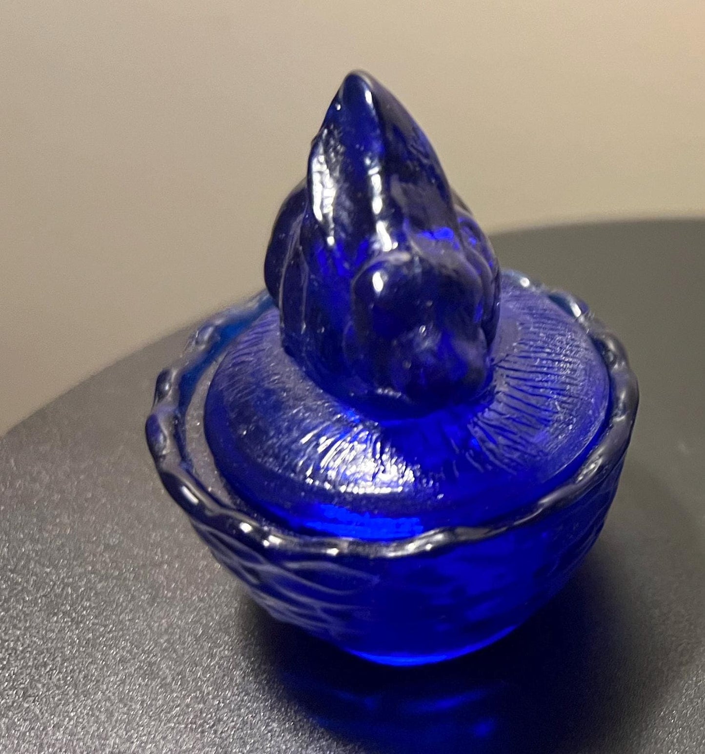 Vintage Cobalt Blue Rabbit on Nest Summit Art Russ Vogelsong Bunny with Lid Art Glass Rabbits Bunnies Lover Antiques and Vintage