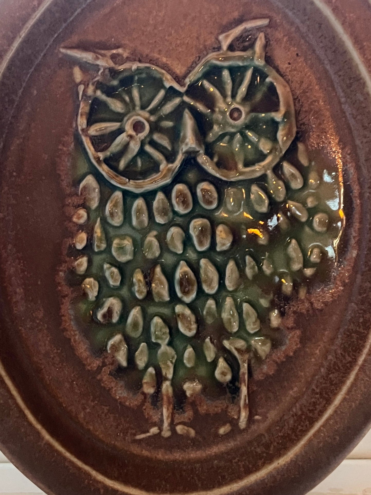 Vintage Owl Wall Hanging by Bennington Vermont Cooperative David Gil Design Plate Plaque Plaque Owl With Hook Lover Antiques and Vintage