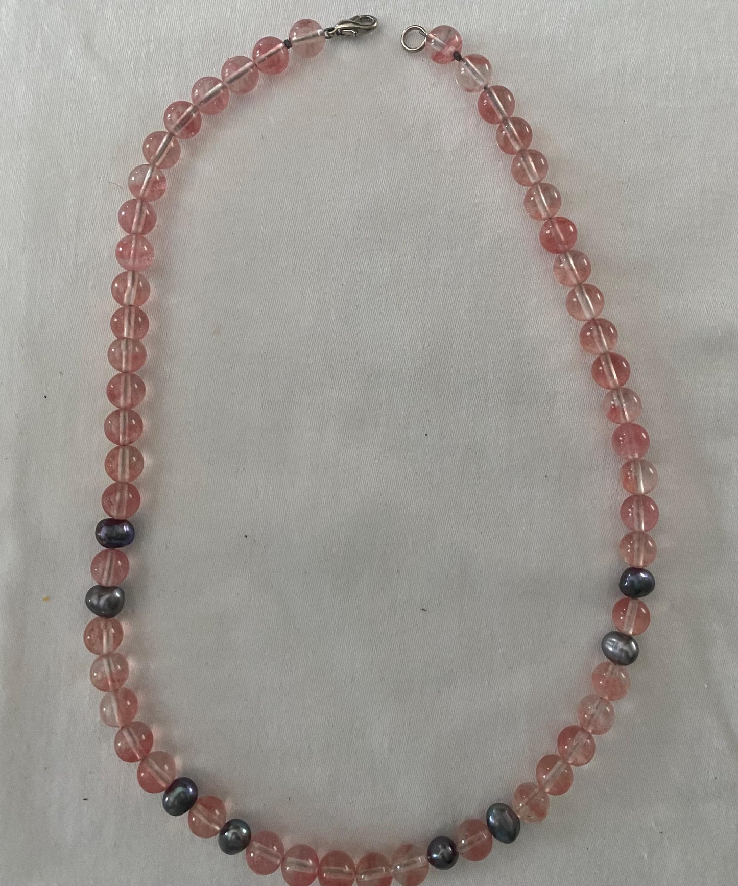 Vintage Pink & Gray Beaded Necklace Watermelon Jewelry Unique Gifts at Lover Antiques and Vintage
