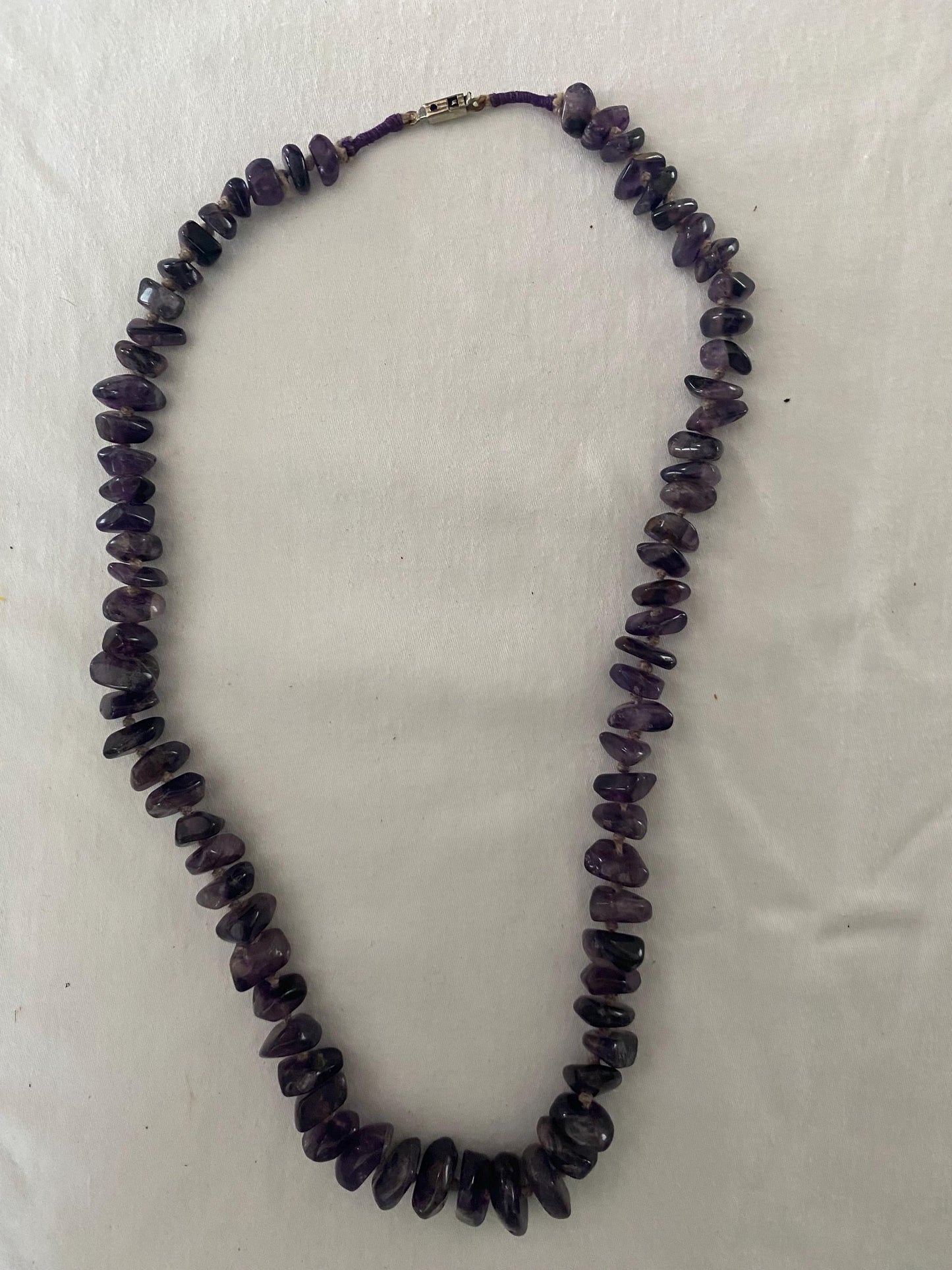 Vintage Amethyst Hand Knotted Graduated Beads Necklace Purple Stone Jewelry Unique Gifts at Lover Antiques and Vintage