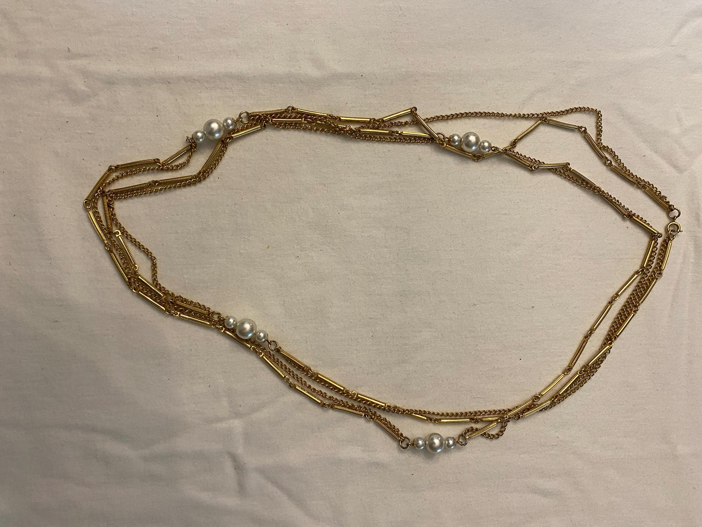 Vintage Gold & Pearl Multi Strand Necklace Layered Jewelry Unique Gifts Galore at Lover Antiques and Vintage