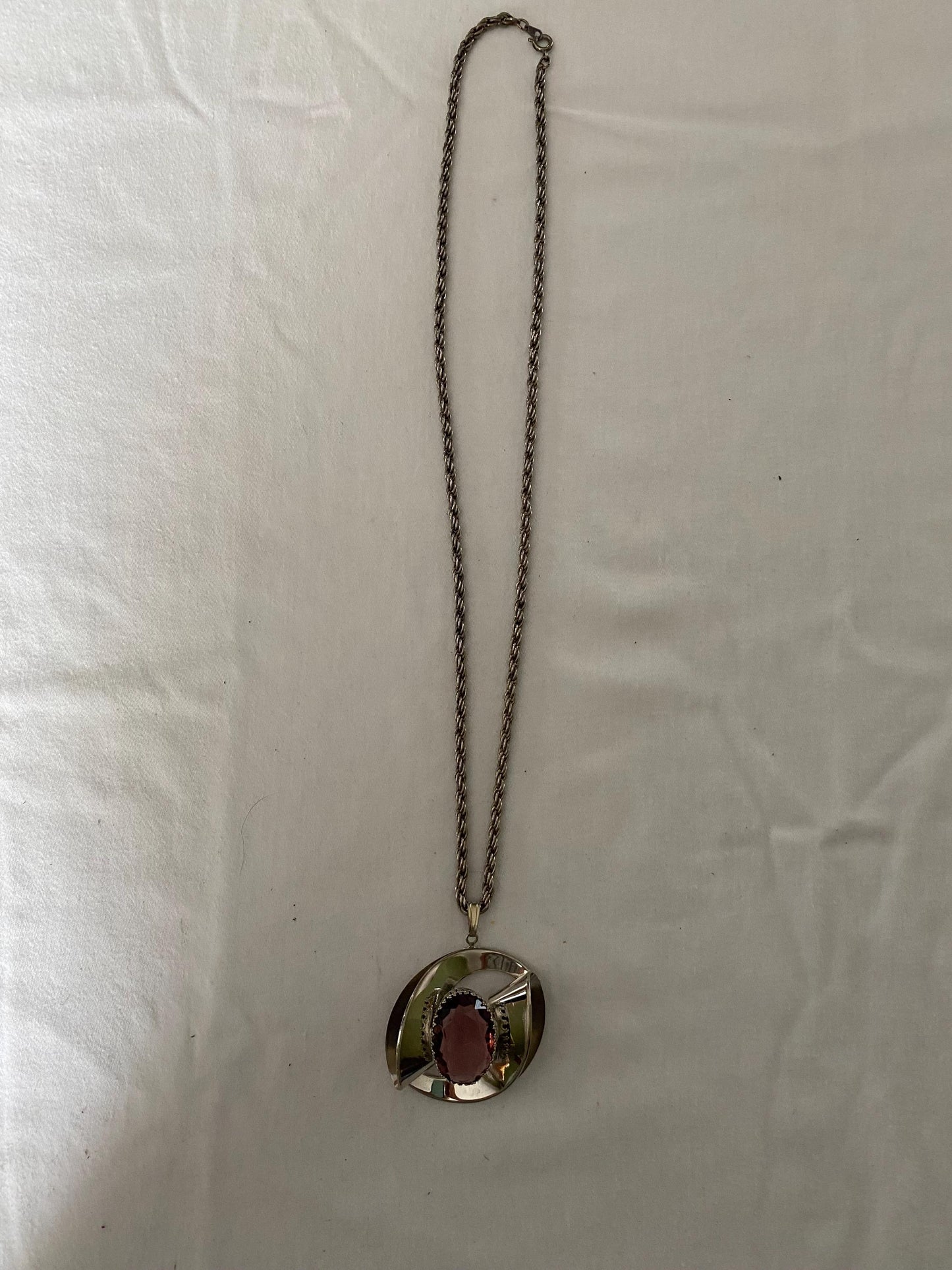 Vintage Silver Amethyst Pendant Necklace Long Purple Jewelry Jewelry Unique Gifts at Lover Antiques and Vintage
