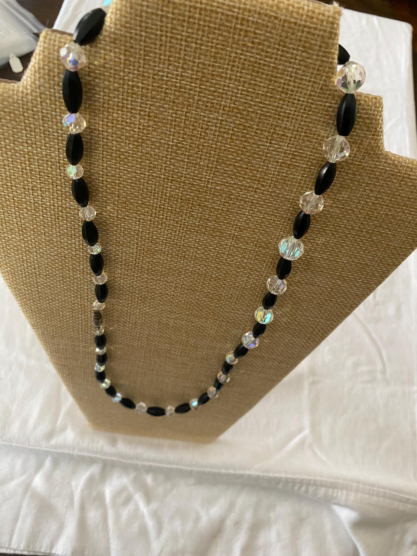 Vintage Black & Crystal Beaded Necklace Unique Gifts Galore at Lover Antiques and Vintage