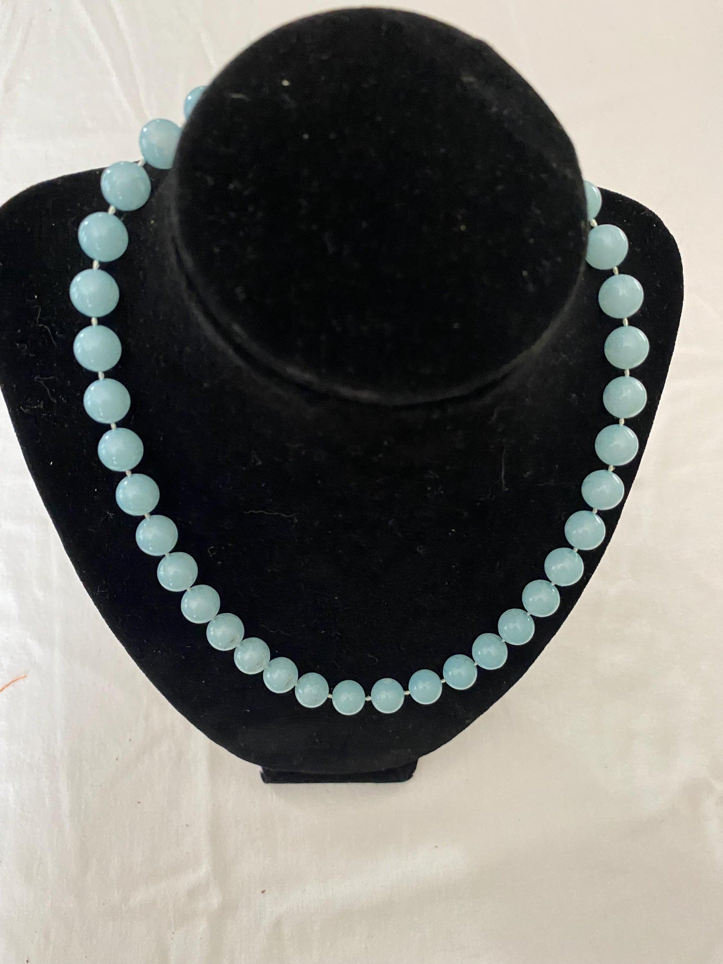Vintage Light Blue Beaded Necklace Sky Blue Jewelry Unique Gifts at Lover Antiques and Vintage