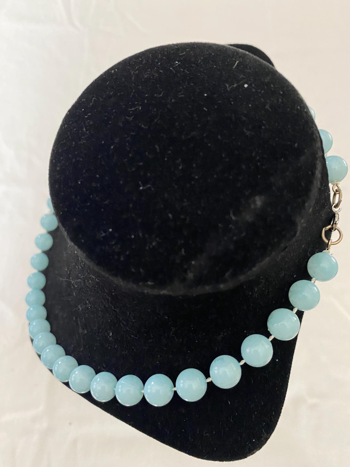 Vintage Light Blue Beaded Necklace Sky Blue Jewelry Unique Gifts at Lover Antiques and Vintage