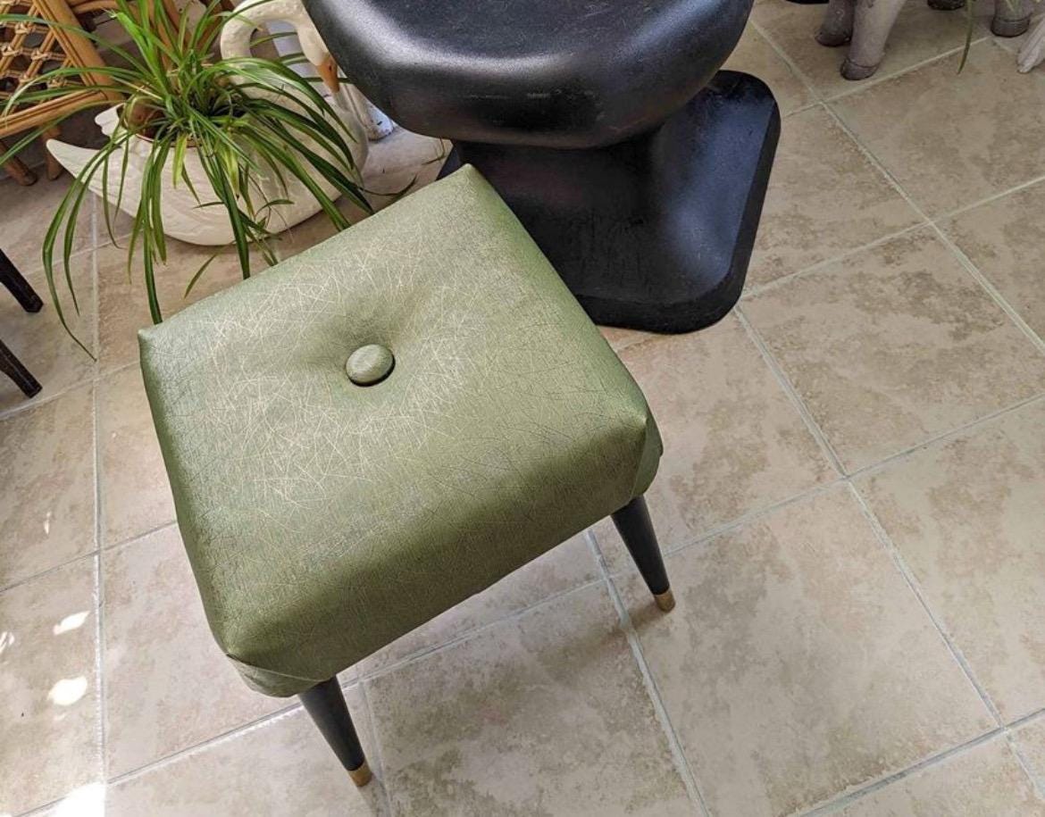 Mid Century Modern Green Stool Modern Ottoman Photographers Seat Lover Antiques and Vintage
