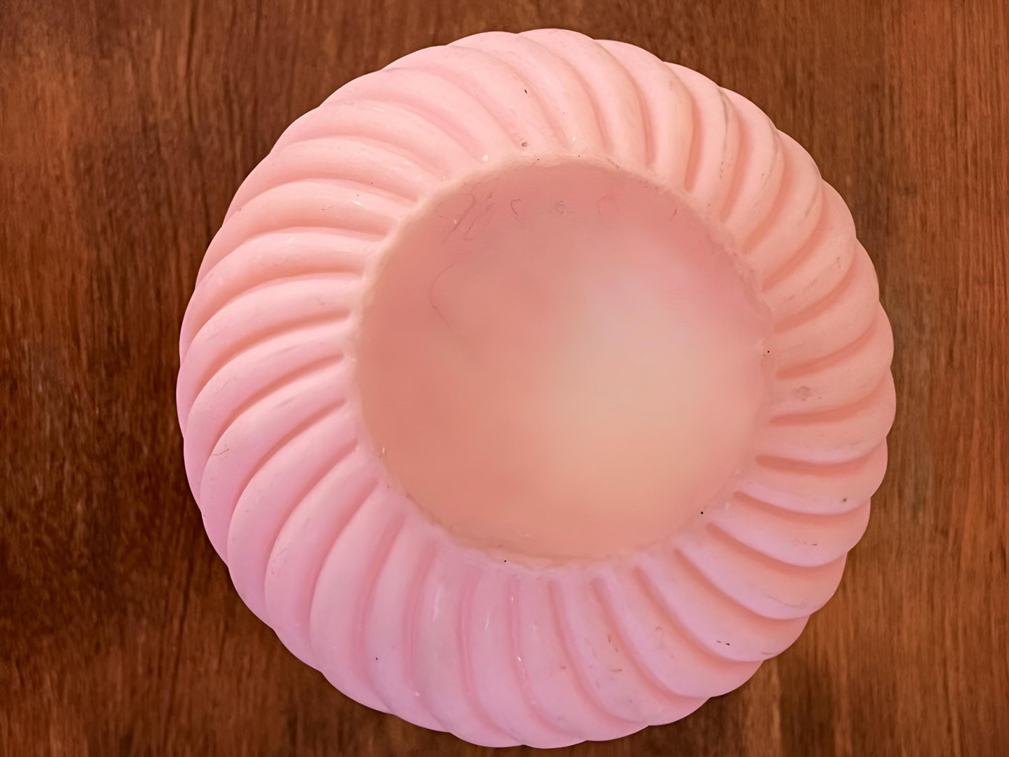 Vintage Sandwich Glass Peach Blow Glass Vase with Swirl Ruffled Top Optic Pink Glass Art Lover Antiques and Vintage