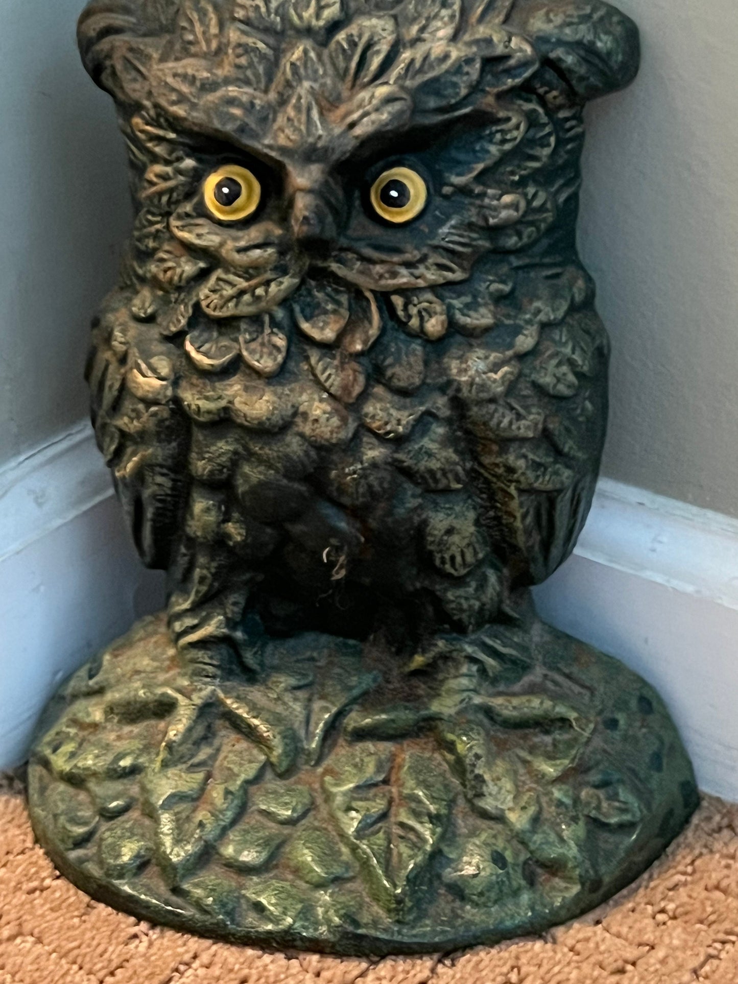 Antique Cast Iron Owl Doorstop Patina Cast Iron Owl Figurine Lover Antiques and Vintage