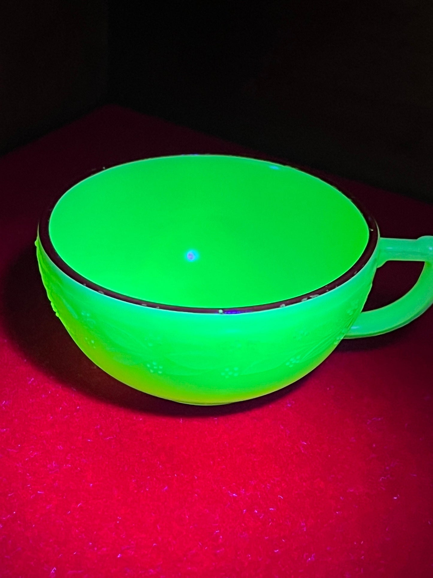 Vintage Uranium Glass Tea Cup by McKee Glass Children’s Tea Set Laurel Red Trim Lover Antiques and Vintage