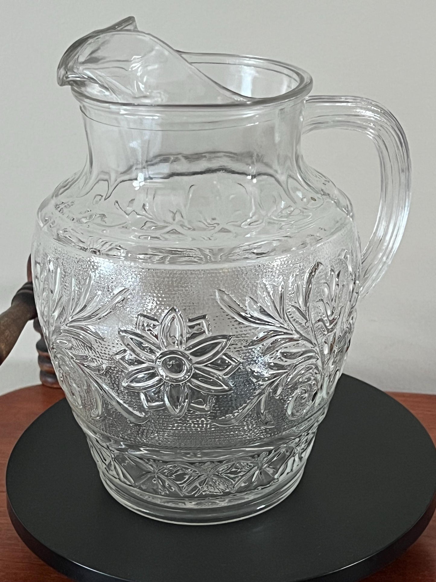 Vintage Williamsburg Salt Glazed Pottery Pitcher with Cobalt Blue Flower Design Lover Antiques and Vintage