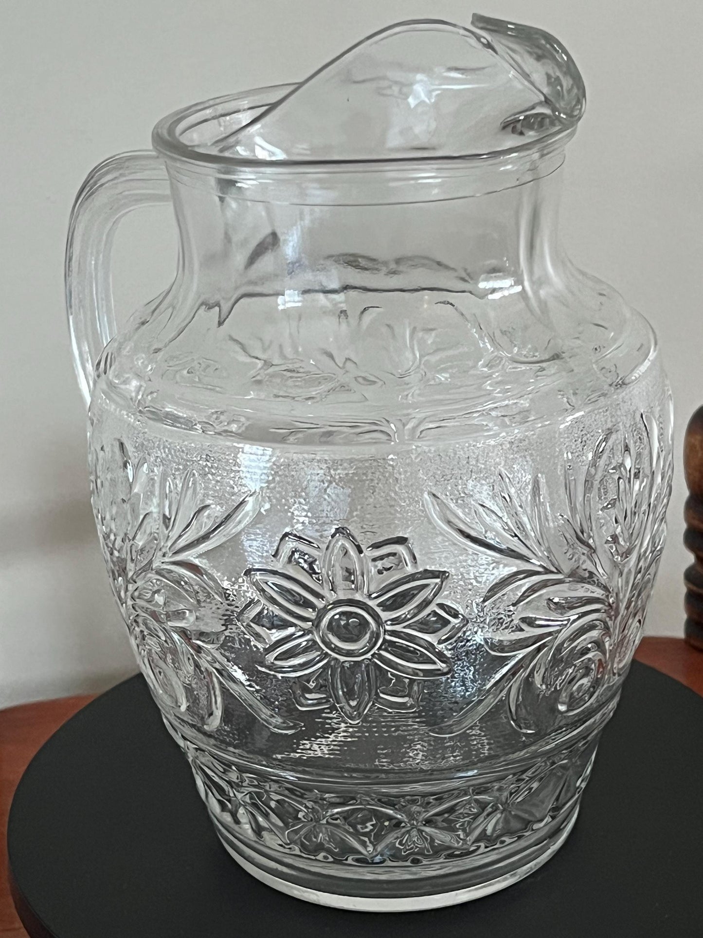 Vintage Williamsburg Salt Glazed Pottery Pitcher with Cobalt Blue Flower Design Lover Antiques and Vintage