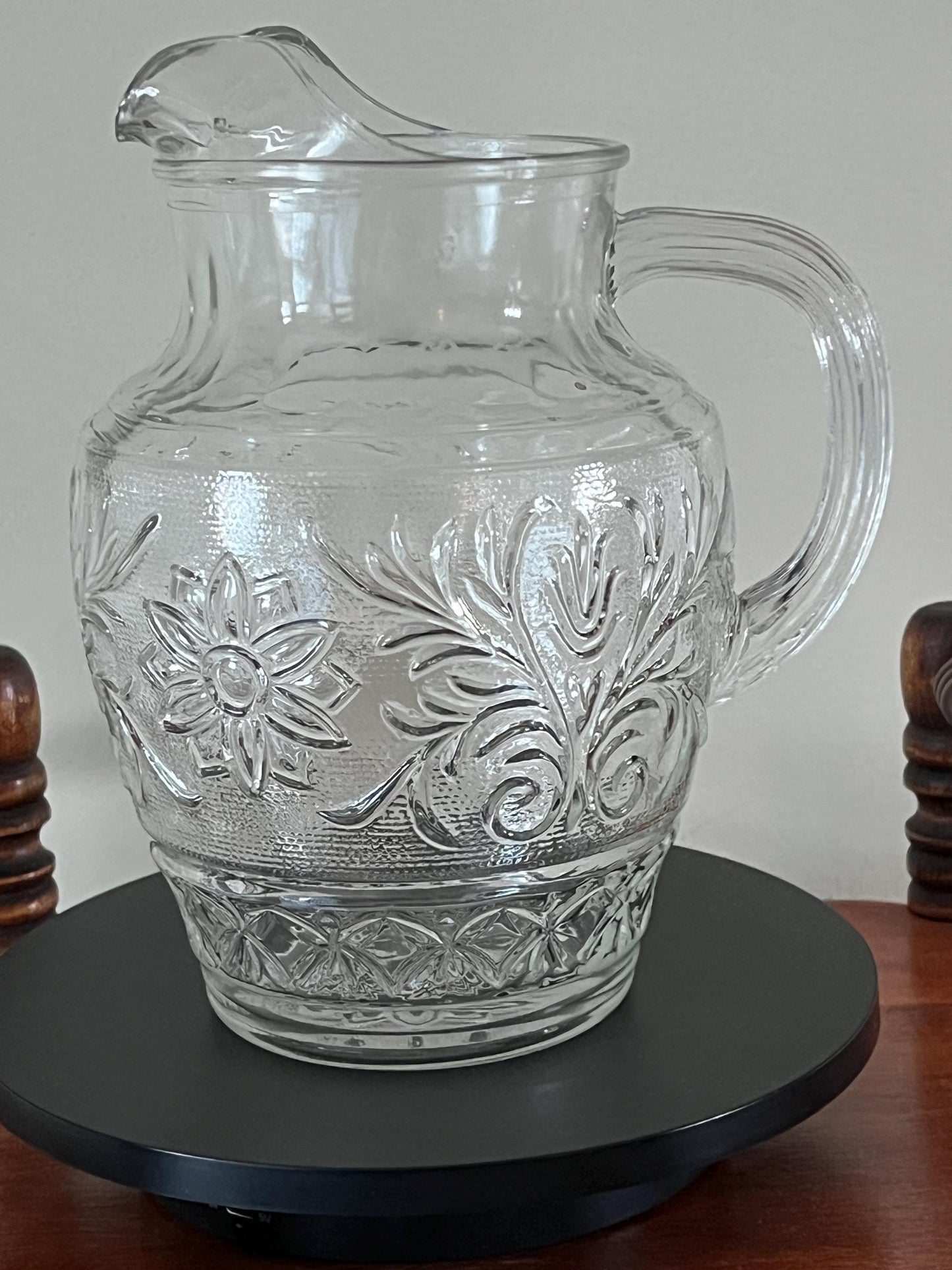 Vintage Williamsburg Salt Glazed Pottery Pitcher with Cobalt Blue Flower Design Lover Antiques and Vintage