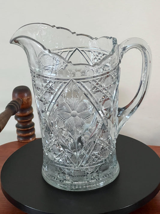 Vintage Imperial Crystal Cut Glass Pitcher Etched Glass Art Fancy Glass From Our Past Lover Antiques and Vintage