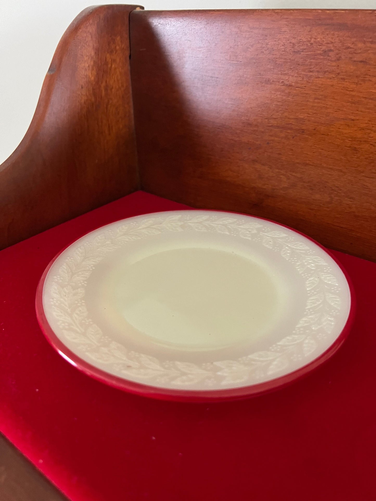 Vintage Uranium Glass Plate Saucer by McKee Glass Children’s Tea Set Laurel Red Trim Lover Antiques and Vintage
