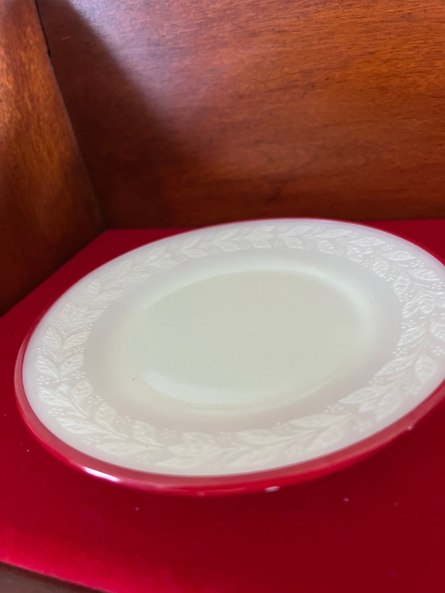 Vintage Uranium Glass Plate Saucer by McKee Glass Children’s Tea Set Laurel Red Trim Lover Antiques and Vintage
