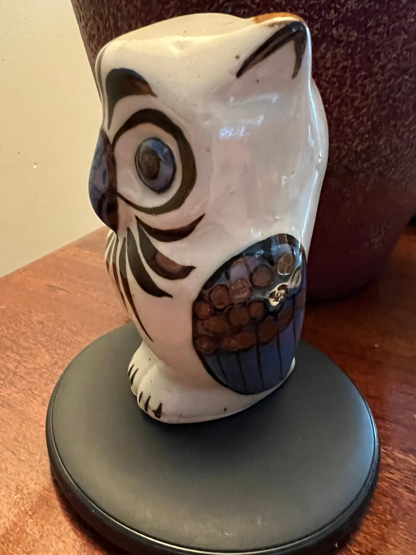 Vintage Pottery Owl with Candle Holder Owl Stand Owl Figurine Candleholder Lover Antiques and Vintage