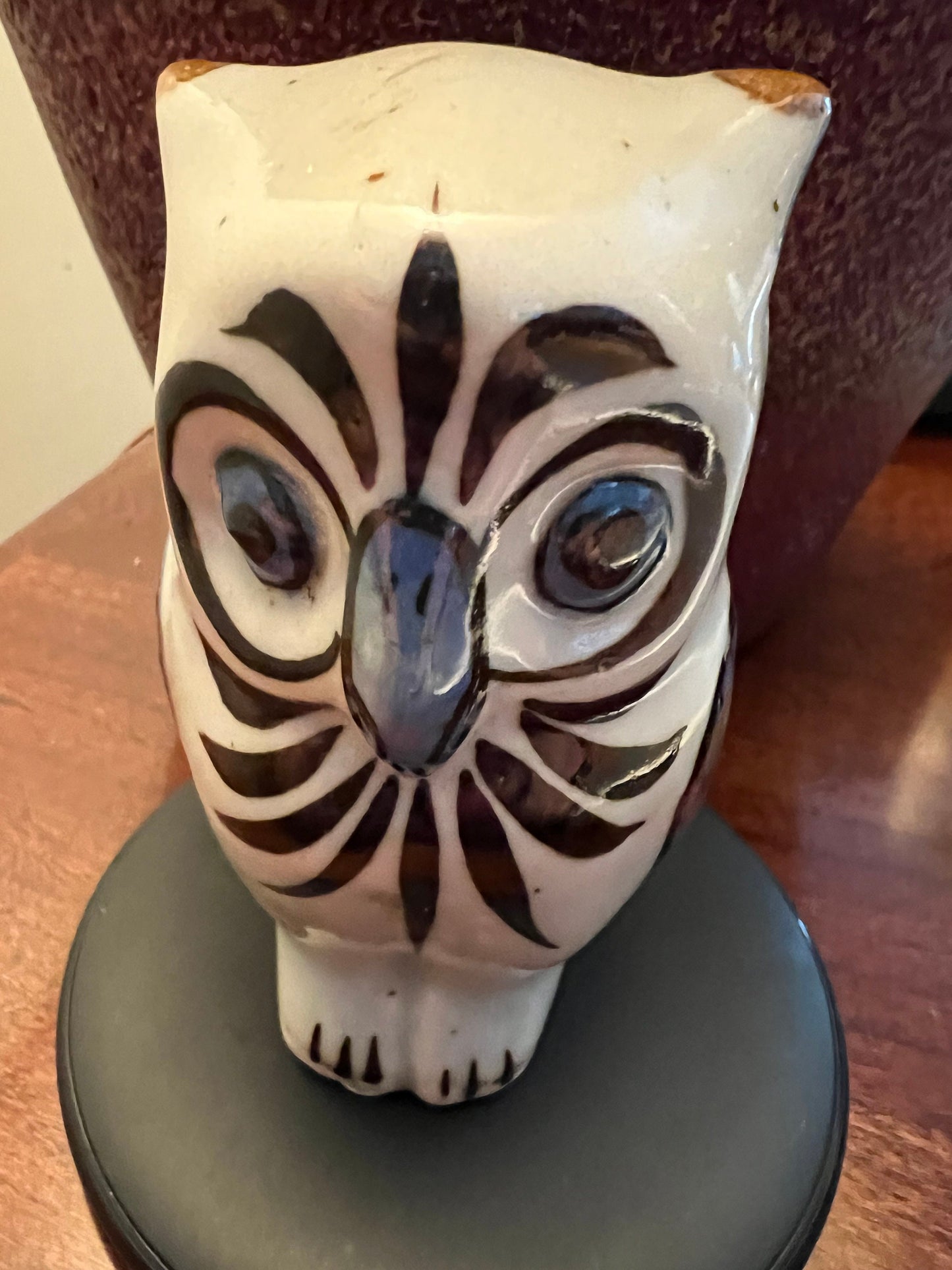 Vintage Pottery Owl with Candle Holder Owl Stand Owl Figurine Candleholder Lover Antiques and Vintage