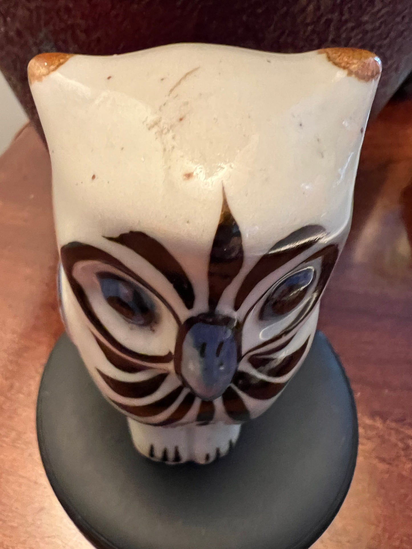 Vintage Pottery Owl with Candle Holder Owl Stand Owl Figurine Candleholder Lover Antiques and Vintage