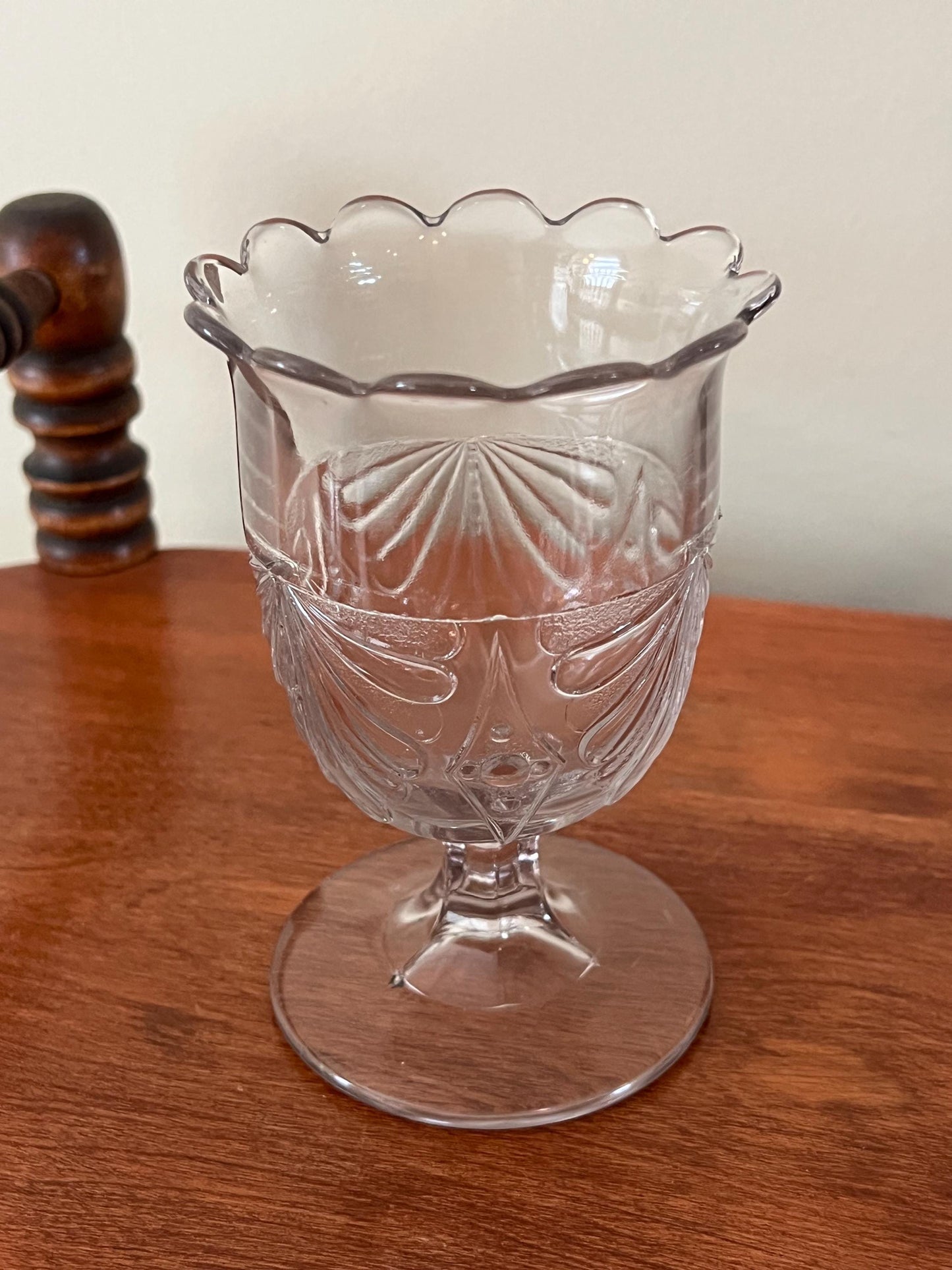 Vintage McKee Glass Wine Glass Water Cup Spooner 1880’s Fan with Diamonds Glass Art Lover Antiques and Vintage