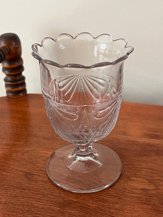 Vintage McKee Glass Wine Glass Water Cup Spooner 1880’s Fan with Diamonds Glass Art Lover Antiques and Vintage