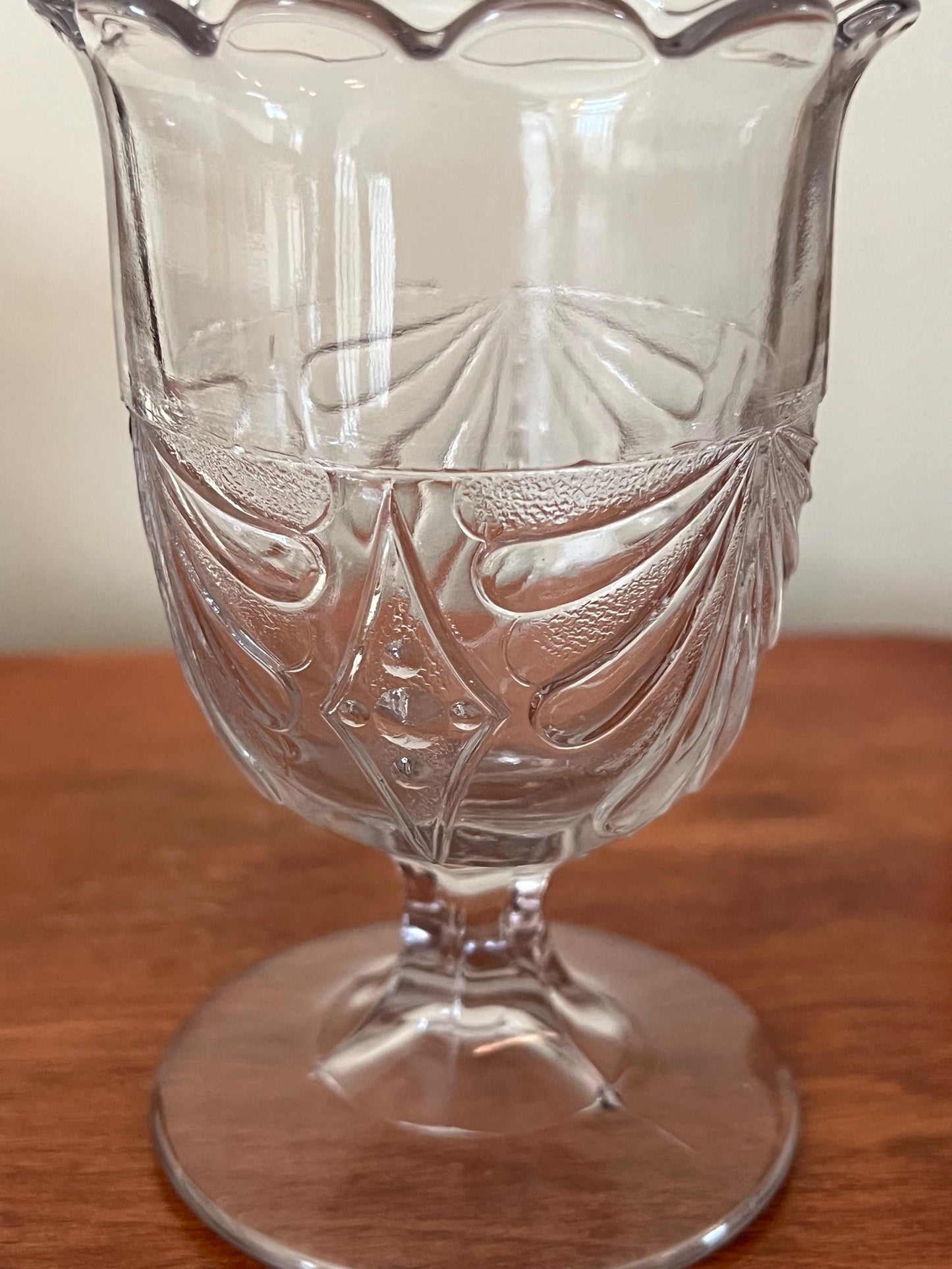 Vintage McKee Glass Wine Glass Water Cup Spooner 1880’s Fan with Diamonds Glass Art Lover Antiques and Vintage