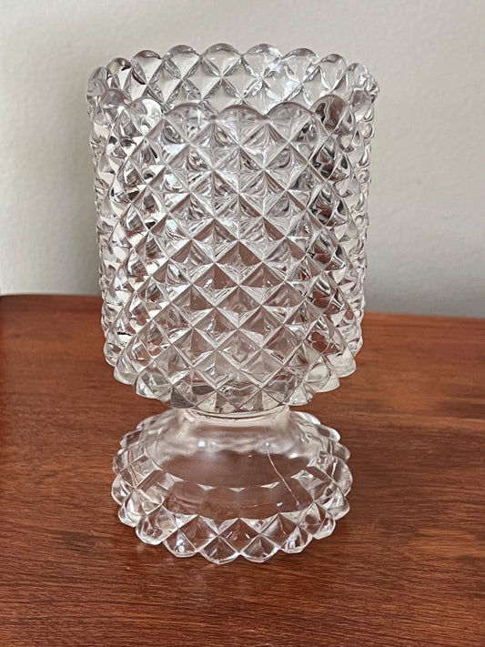 Antique Diamond Pattern Spooner Spill Vase EAPG Crystal Glass Wine Glass Water Cup Spooner 1880 Heavy Cut Glass Lover Antiques and Vintage