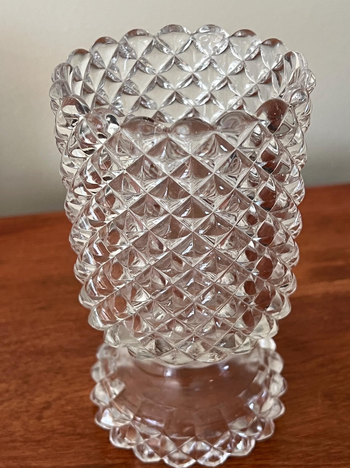Antique Diamond Pattern Spooner Spill Vase EAPG Crystal Glass Wine Glass Water Cup Spooner 1880 Heavy Cut Glass Lover Antiques and Vintage