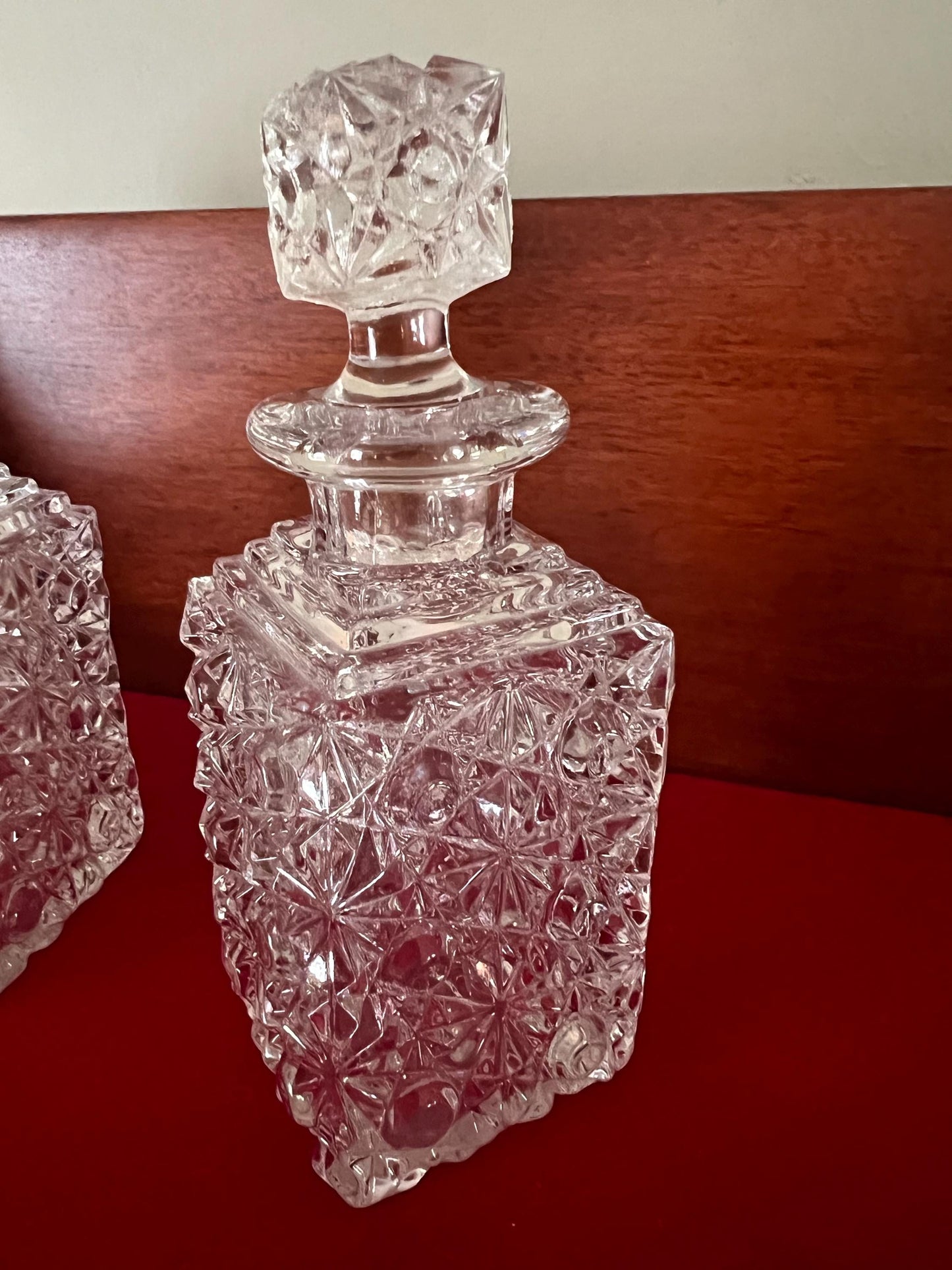 Antique EAPG Early American Pattern Crystal Cut Glass Cologne Bottles Daisy & Button Design Elson Glass Company Lover Antiques and Vintage