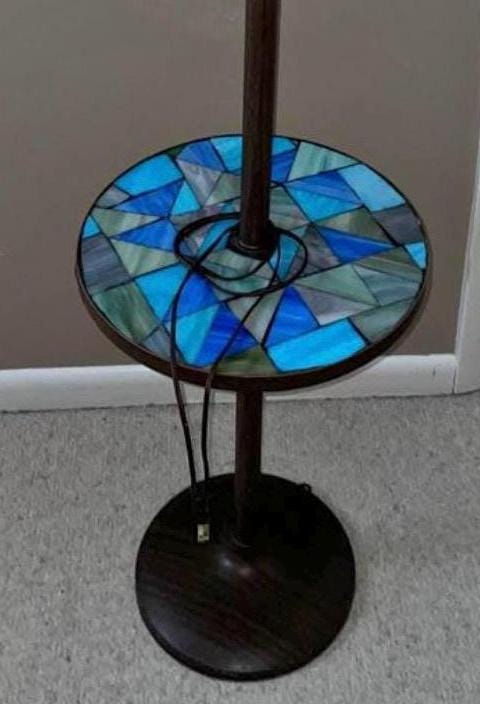 Gorgon & Jane Martz Floor Lamp with Blue Mosaic Side Table Mid Century Modern Lighting Lover Antiques and Vintage