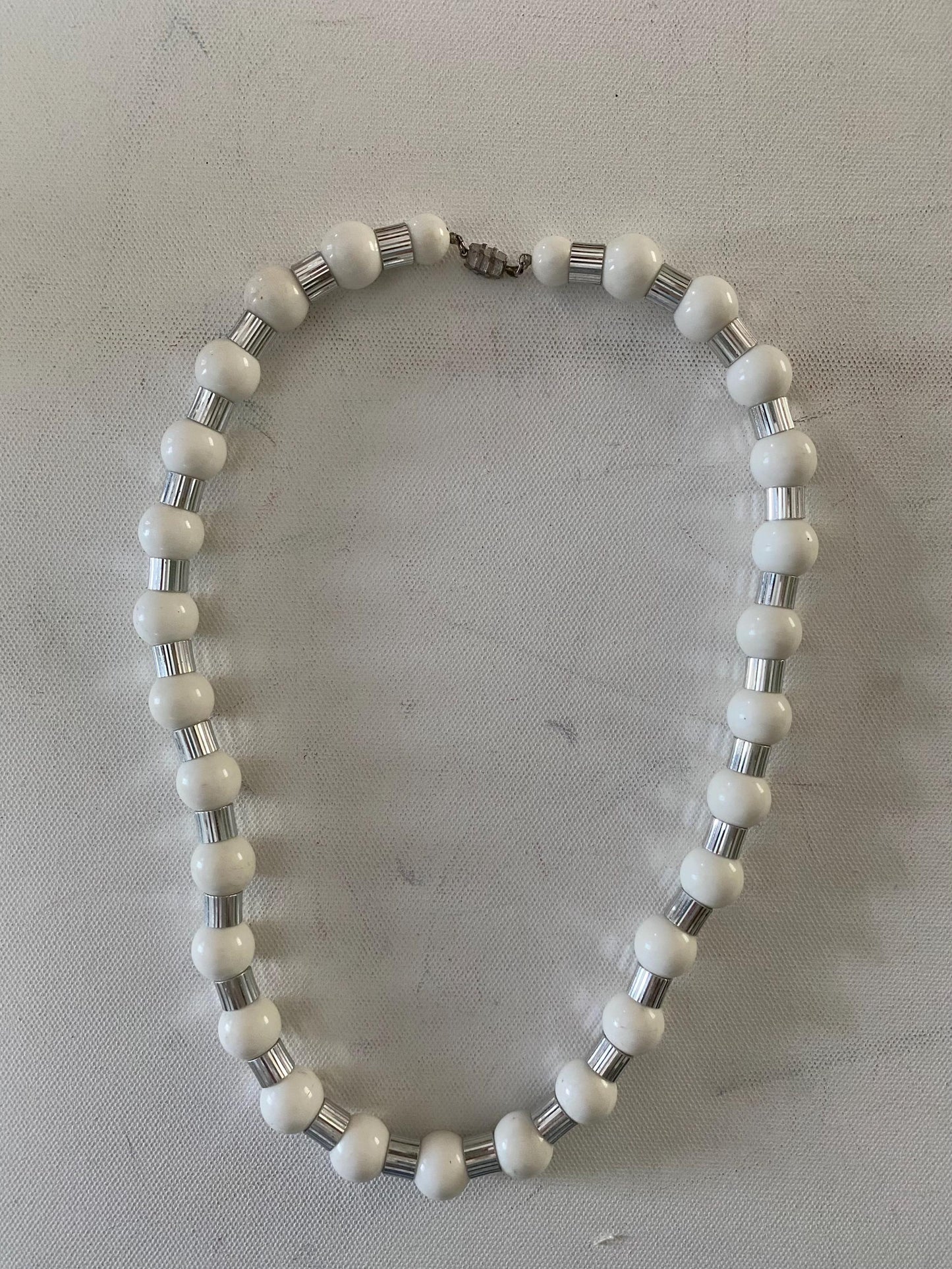 Vintage White & Silver Necklace Lover Antiques and Vintage