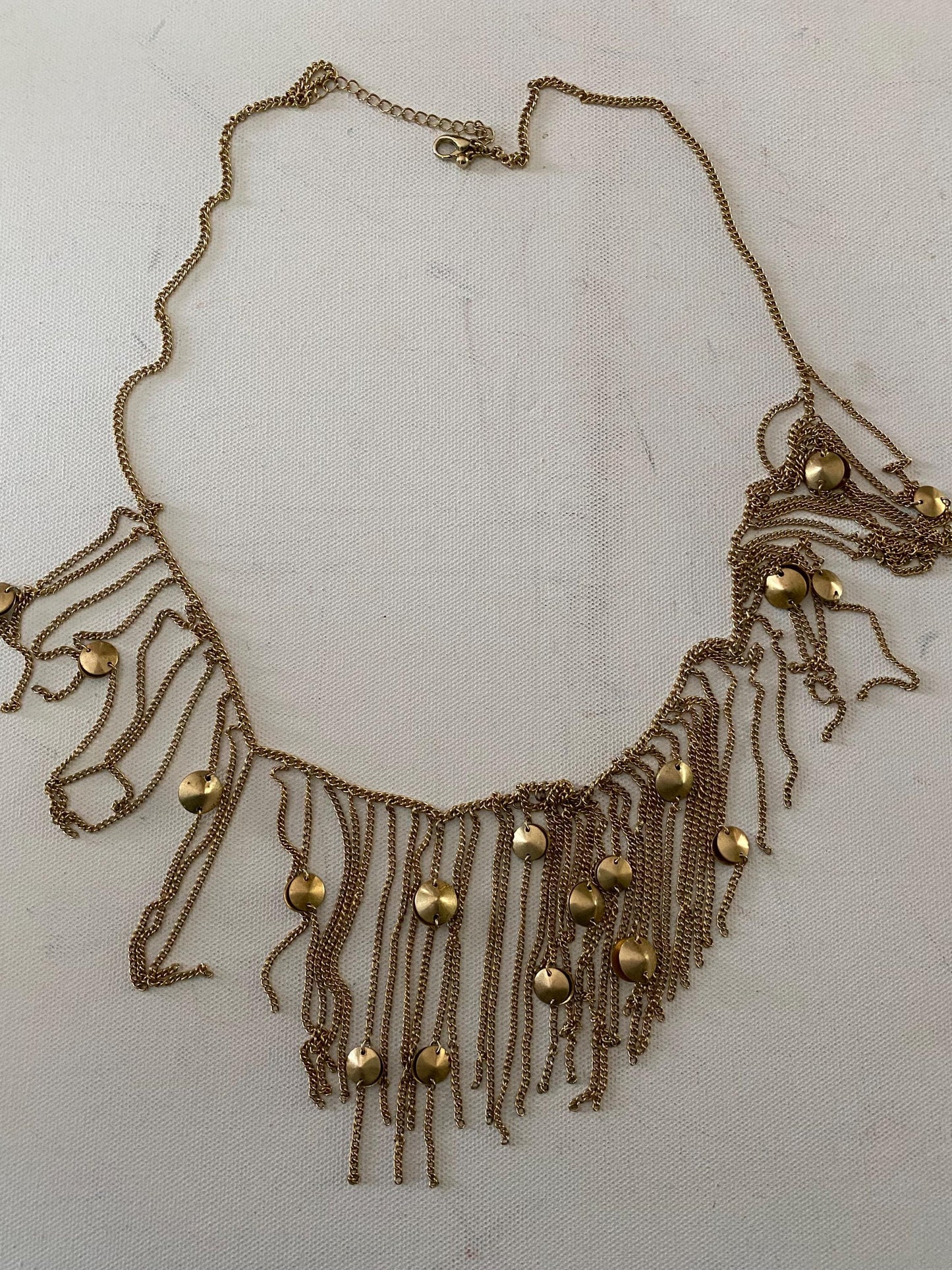 Vintage Gold Tone Fringe Shag Necklace Jewelry Lover Antiques and Vintage