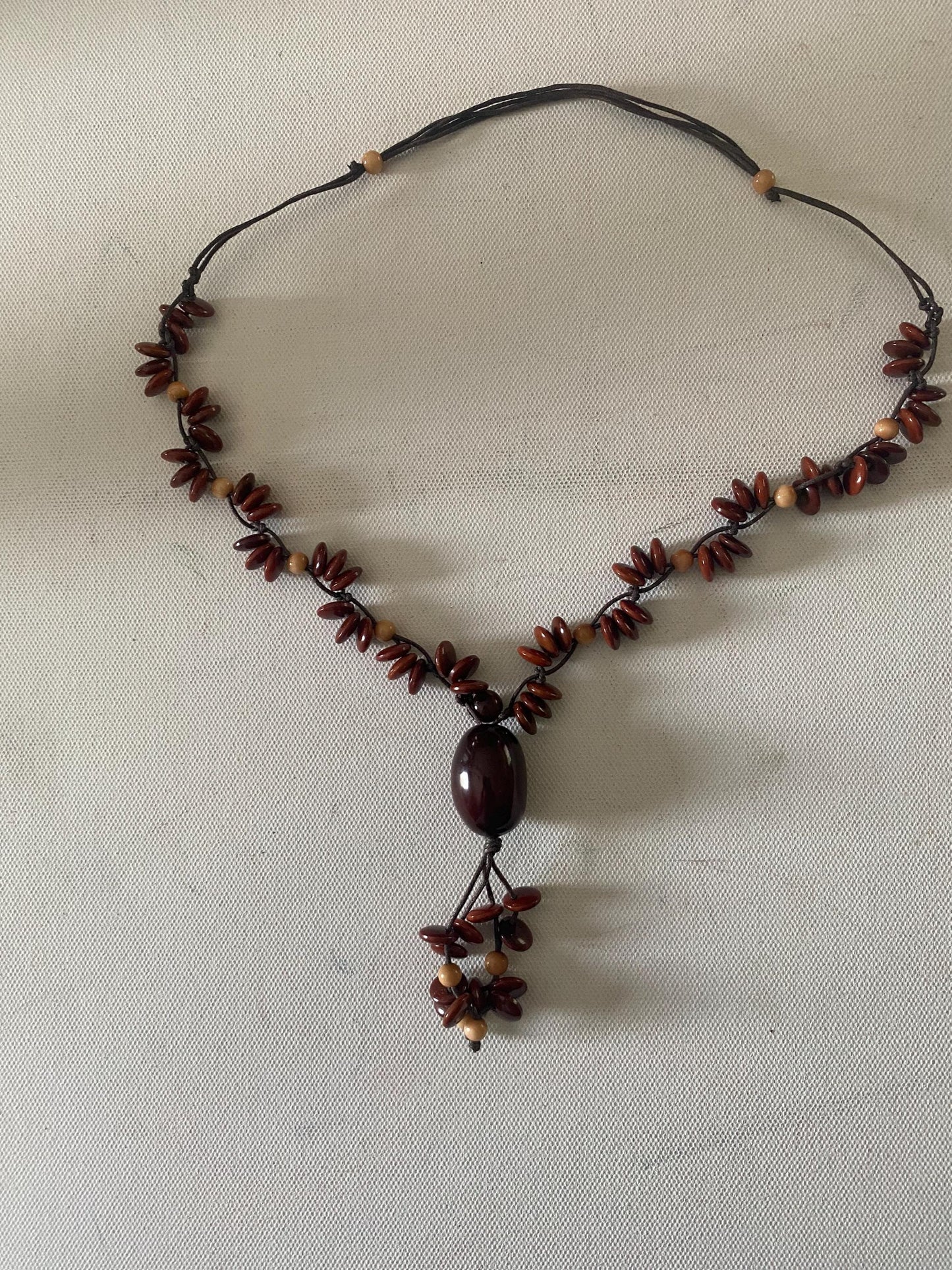 Vintage Carved Wooden Necklace Brown Wood Jewelry Lover Antiques and Vintage